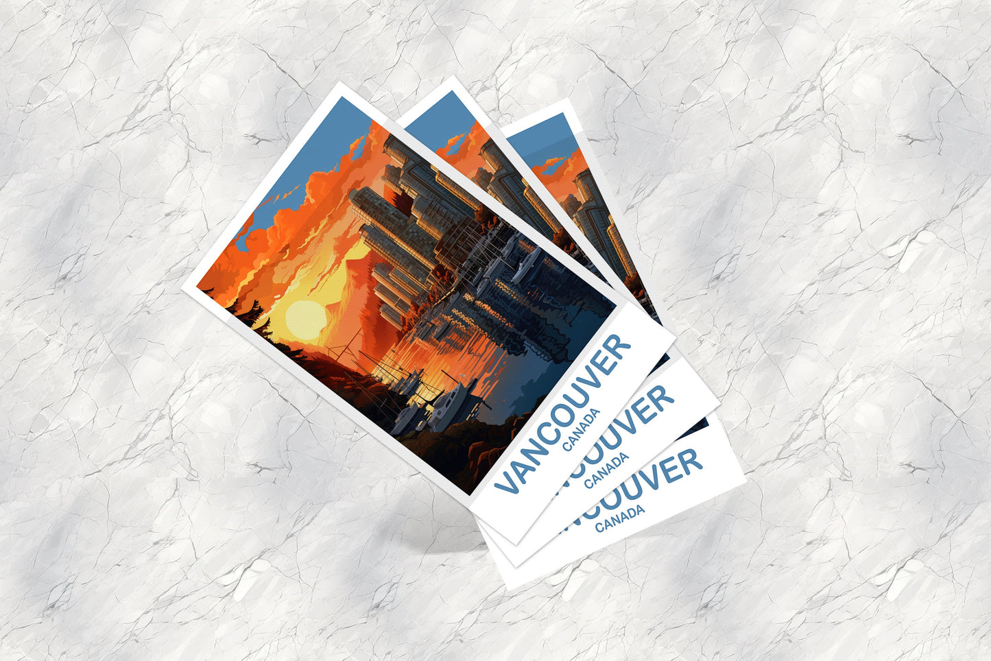 Vancouver BC Travel Postcard, British Columbia Art Postcard , Vancover Travel Postcard, Travel Art, Vancouver Travel Art | T2NA_BCVA3_P