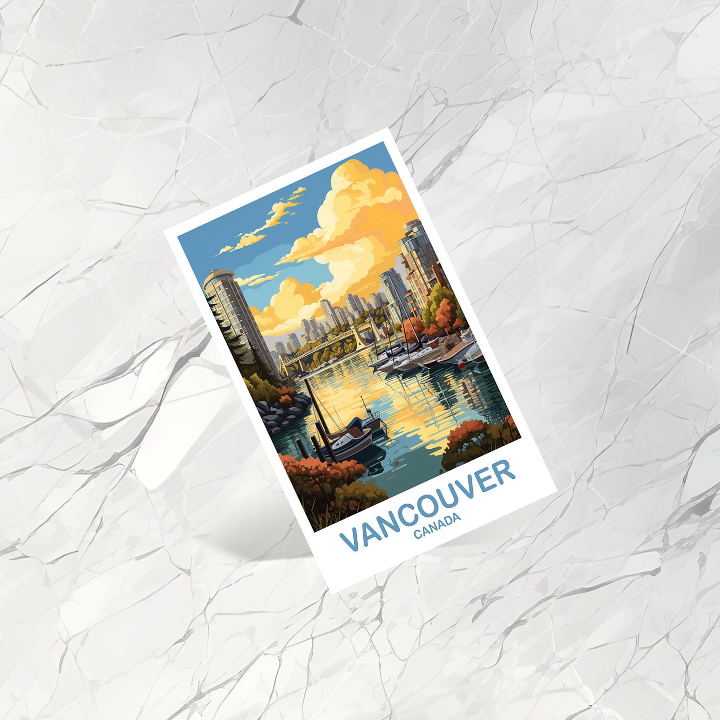 Vancouver BC Travel Postcard, British Columbia Art Postcard , Vancover Travel Postcard, Travel Art, Vancouver Travel Art | T2NA_BCVA4_P