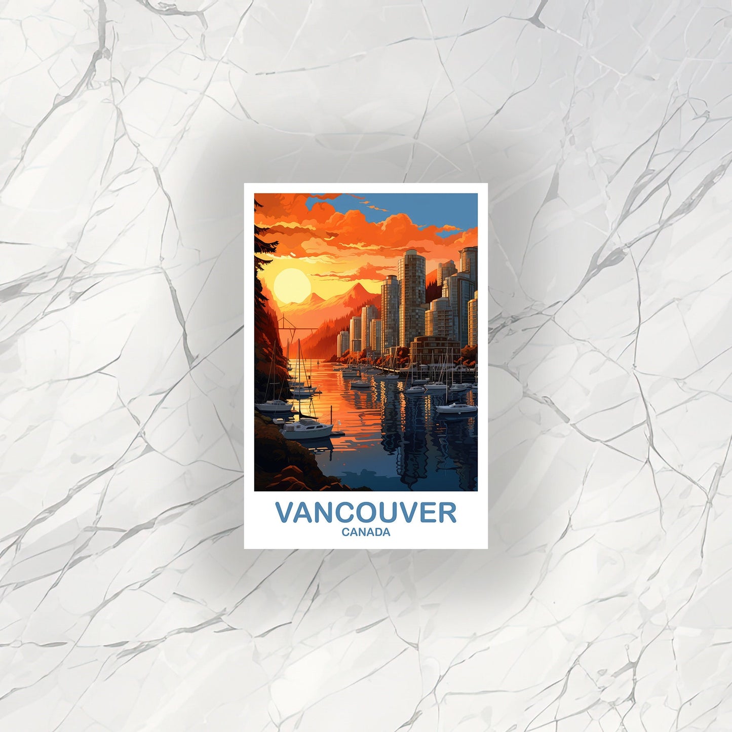 Vancouver BC Travel Sticker, British Columbia Sticker Art, Vancouver Travel Sticker, Travel Art, Vancouver Travel Art | T2NA_BCVA3_S