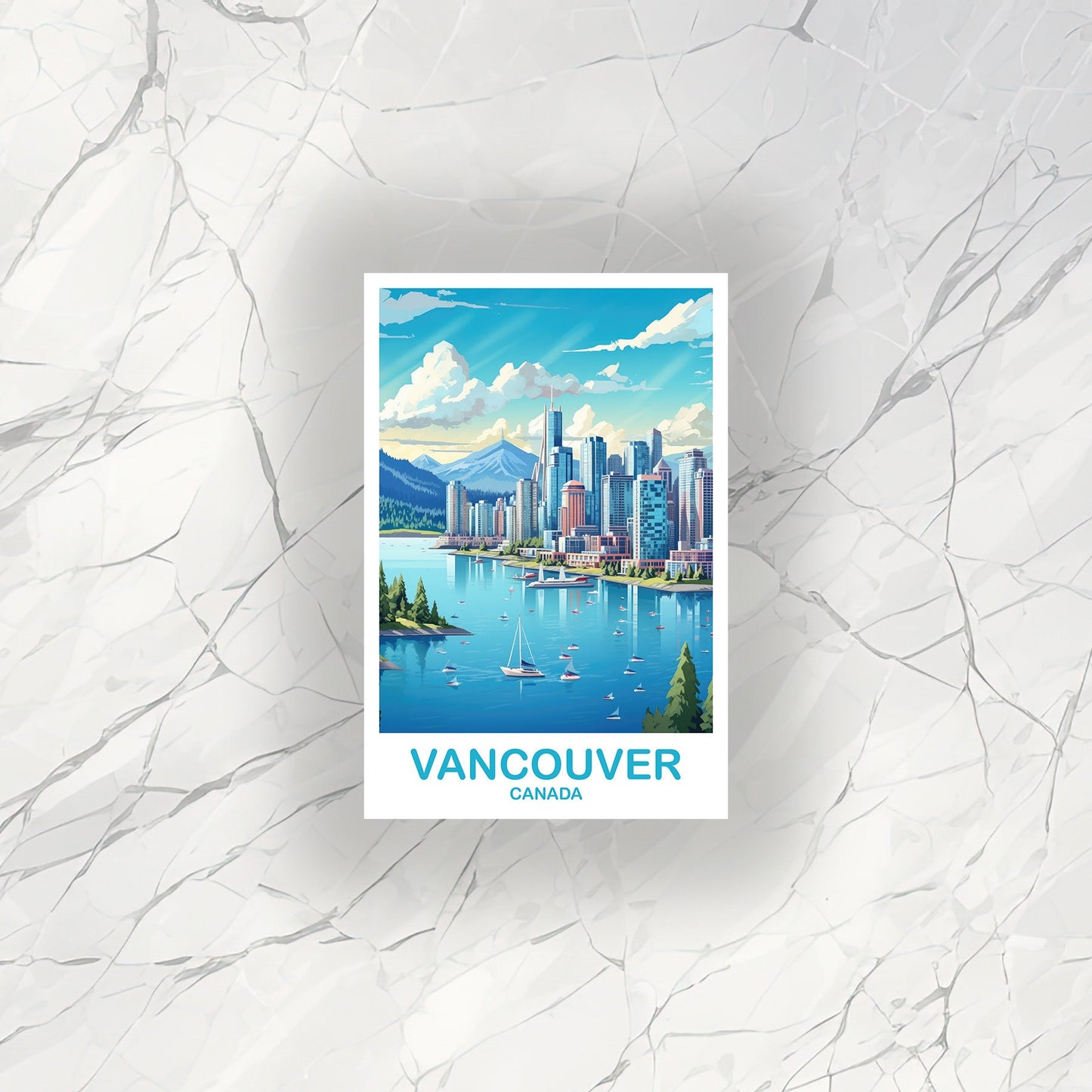 Vancouver BC Travel Sticker, British Columbia Sticker Art, Vancouver Travel Sticker, Travel Art, Vancouver Travel Art | T2NA_BCVA5_S