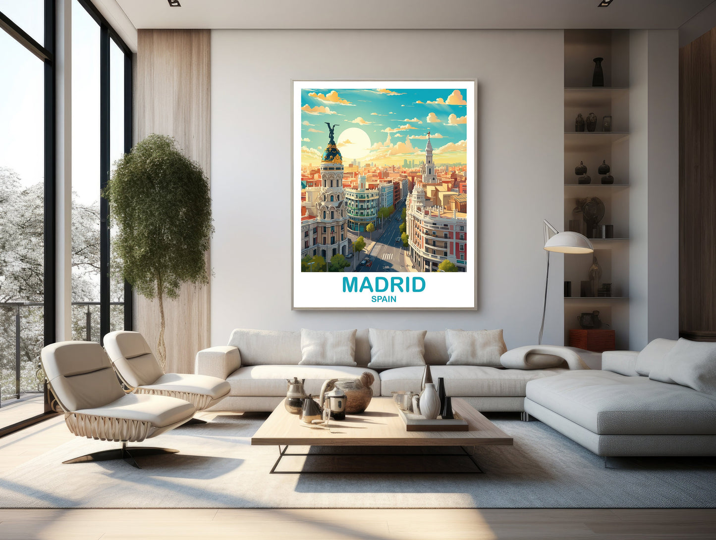 Madrid Travel Wall Art, Spain Travel Art, Madrid Wall Art Poster, Spain Travel Art Poster, City Skyline Sunset Wall Art | T2EU_SPMA1