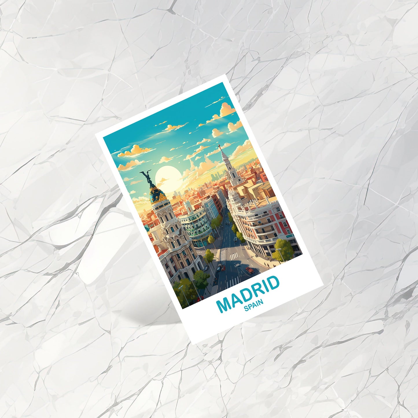 Madrid Travel Wall Art, Spain Travel Art, Madrid Wall Art Poster, Spain Travel Art Poster, City Skyline Sunset Wall Art | T2EU_SPMA1_P
