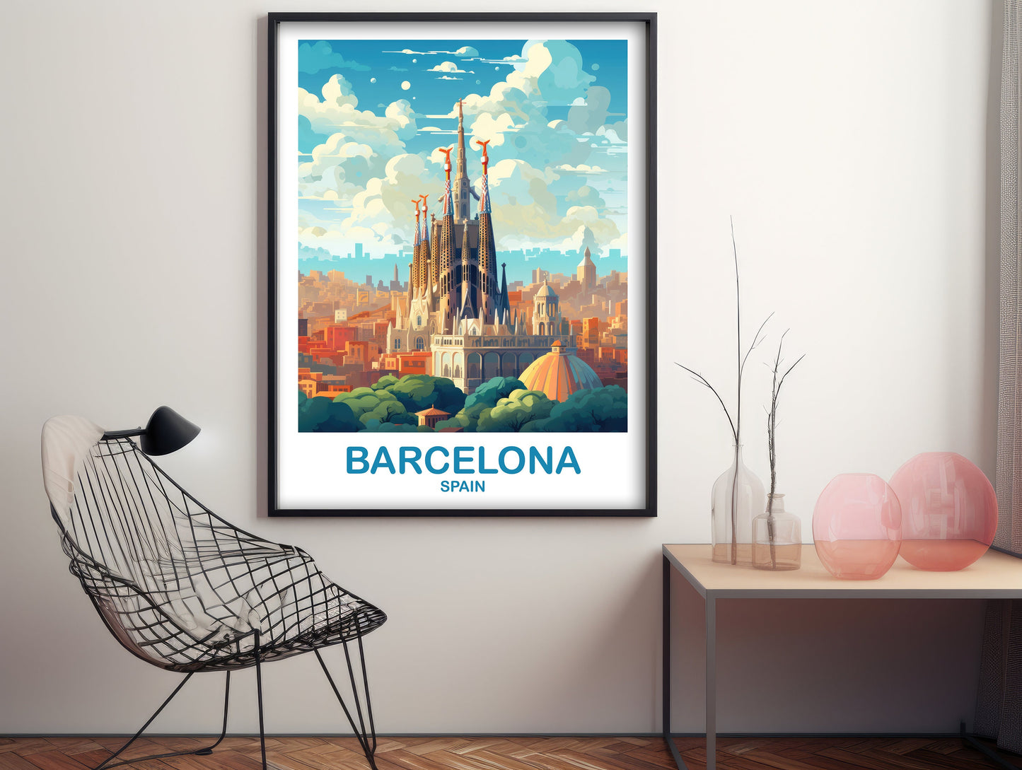 Barcelona Spain Travel Wall Art, Spain Travel Art, Barcelona Wall Art Poster, Spain Travel Art Poster | T2EU_SPBA1