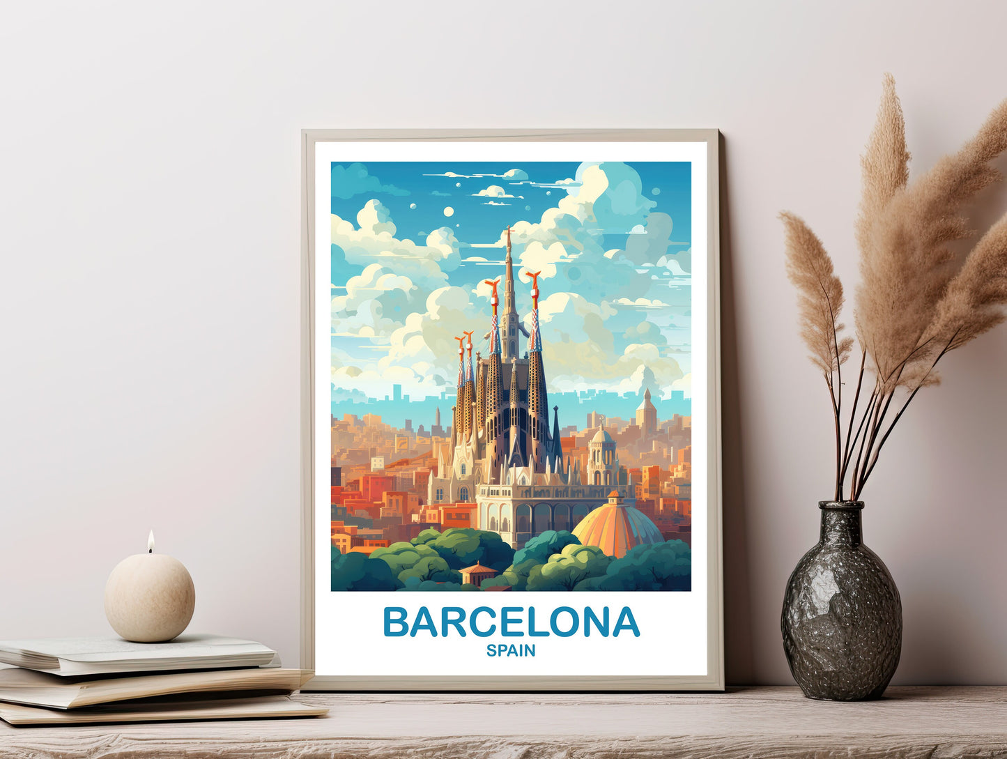 Barcelona Spain Travel Wall Art, Digital Spain Travel Art, Printable Barcelona Wall Art Poster, Spain Travel Art Poster | DT2EU_SPBA1