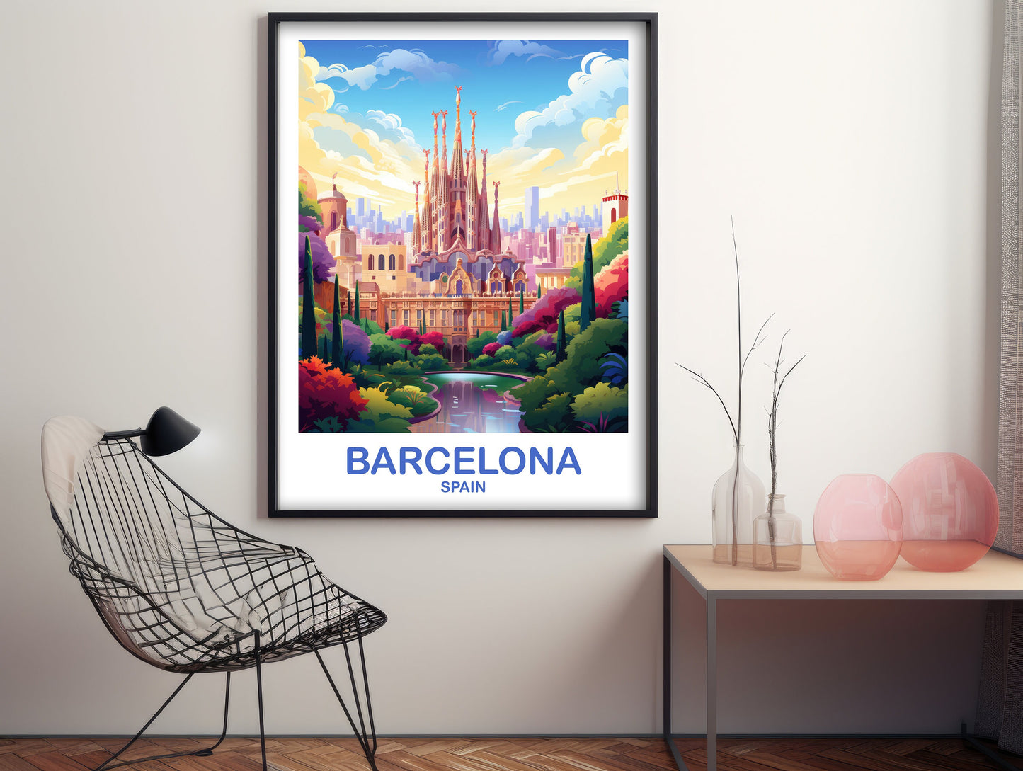 Barcelona Spain Travel Wall Art, Spain Travel Art, Barcelona Wall Art Poster, Spain Travel Art Poster | T2EU_SPBA2