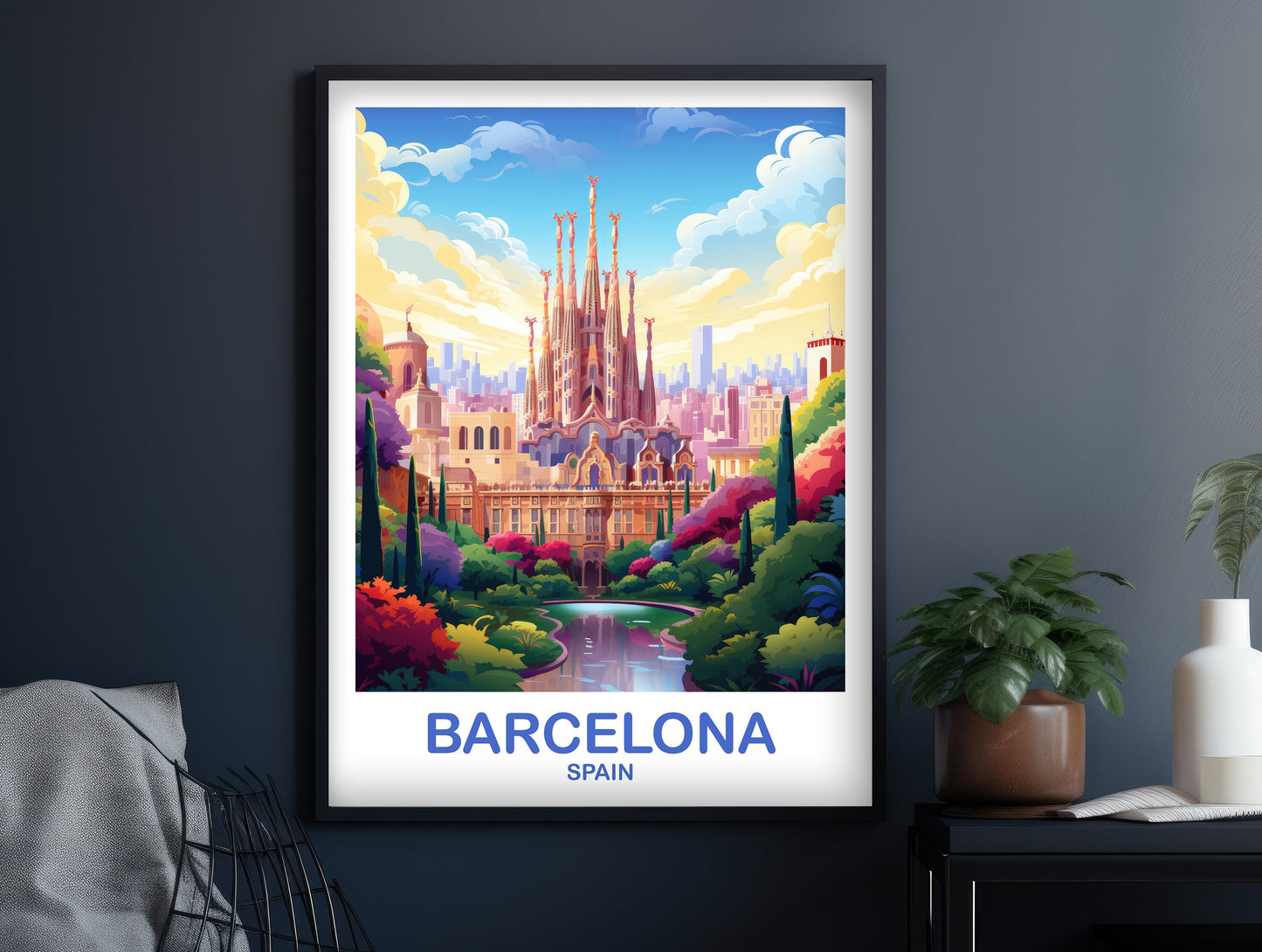 Barcelona Spain Travel Wall Art, Spain Travel Art, Barcelona Wall Art Poster, Spain Travel Art Poster | T2EU_SPBA2