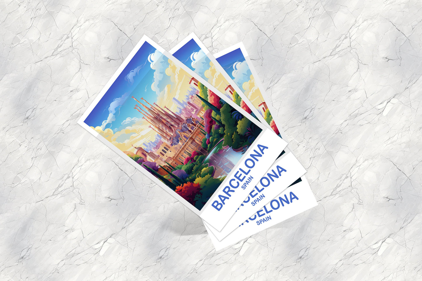 Barcelona Spain Travel Postcard Art, Spain Travel Postcard, Barcelona Wall Art Postcard, Spain Travel Art Postcard | T2EU_SPBA2_P