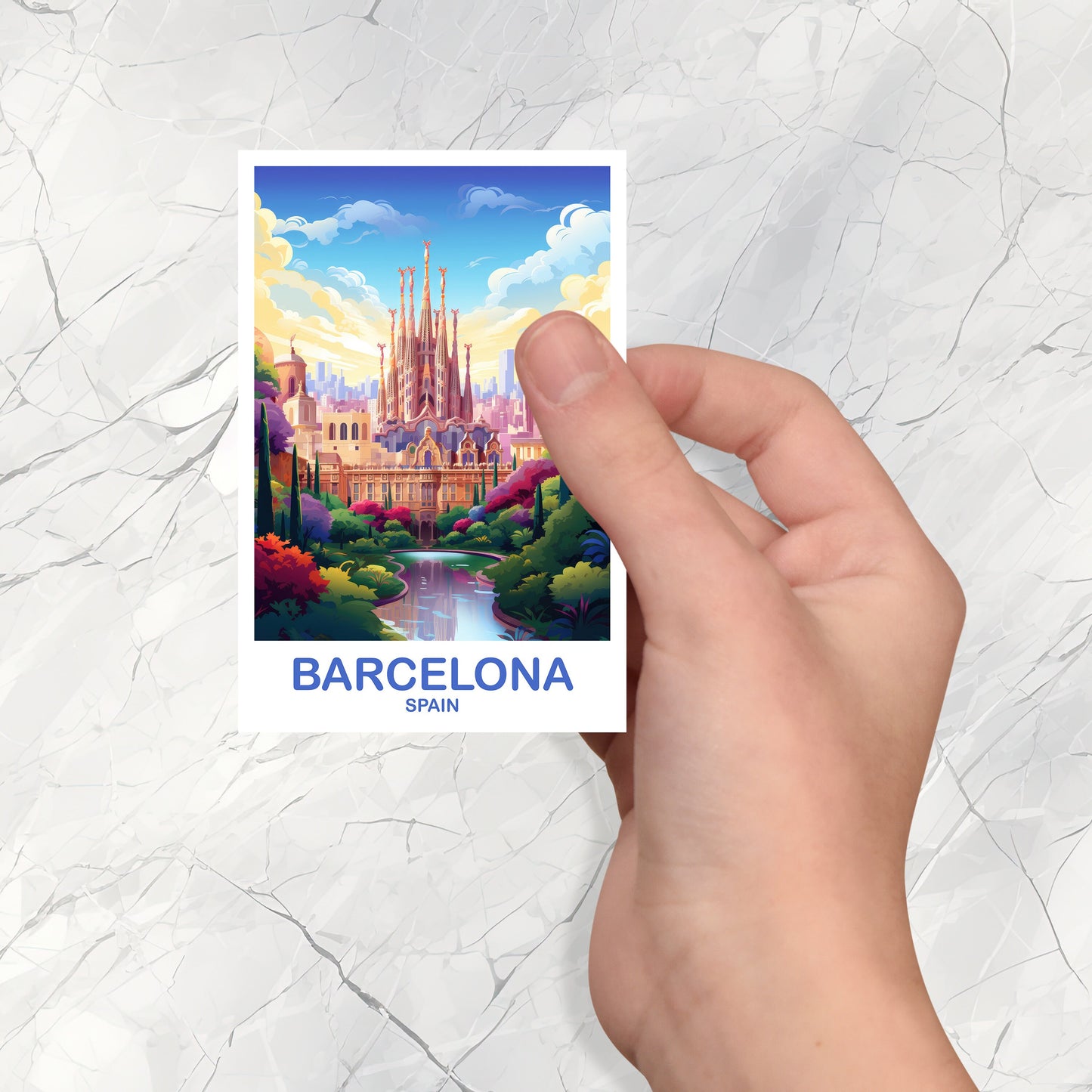 Barcelona Spain Travel Sticker Art, Spain Travel Art, Barcelona Travel Sticker, Spain Travel Art Sticker | T2EU_SPBA2_S