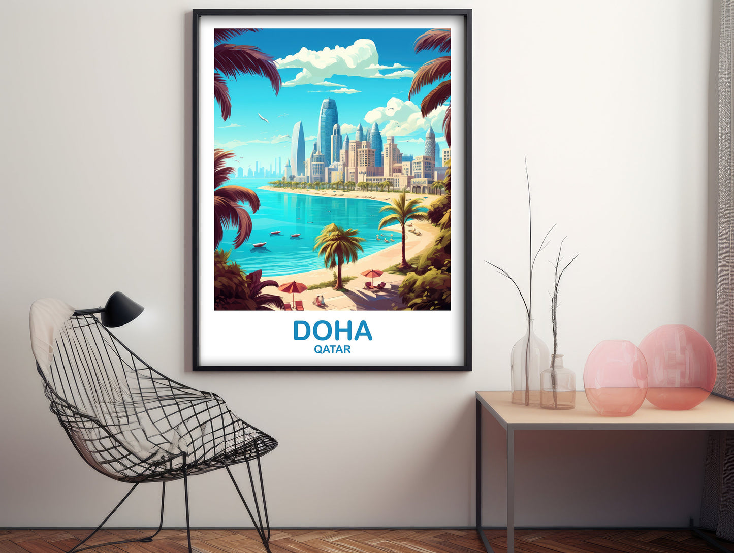 Doha Travel Wall Art, Doha Skyline, Doha Qatar Wall Art Poster, City Skyline Wall Art, Travel Wall Art, Asia Travel Art | T2AS_QADO1