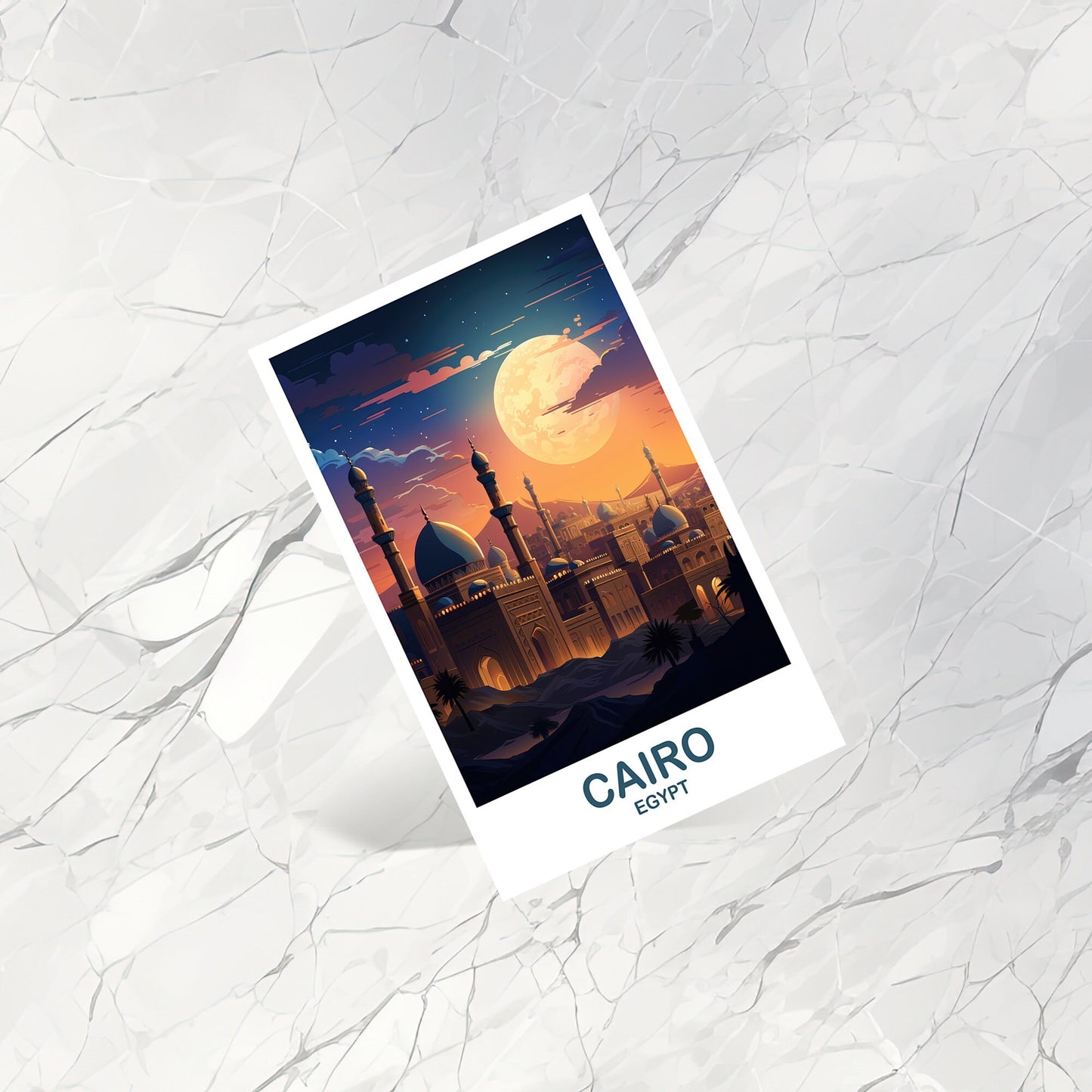 Cairo Travel Postcard Art, Egypt Skyline, Cairo Egypt Art Postcard, City Skyline Art, Travel Art, Africa Postcard Art | T2AF_EGCA1_P