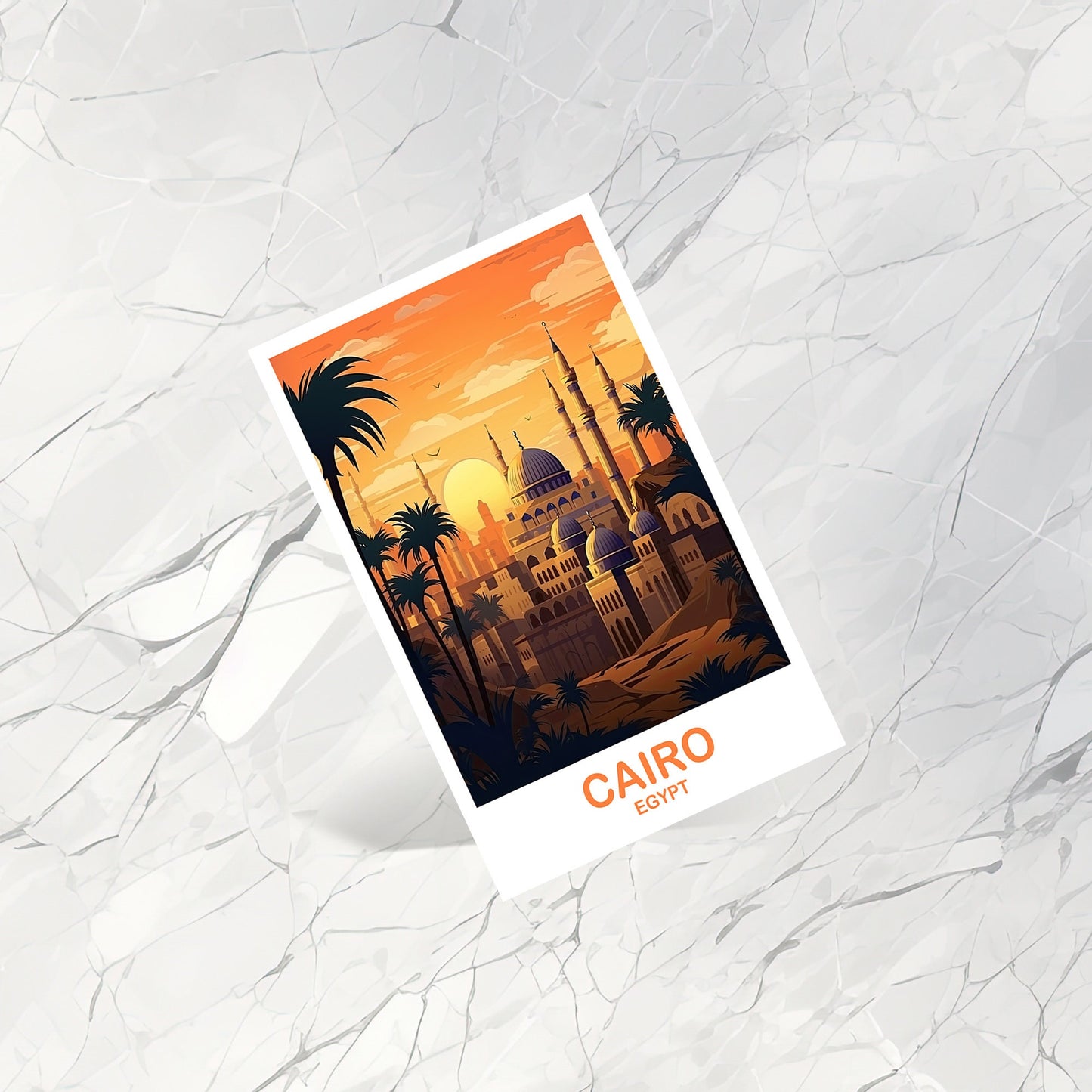 Cairo Travel Postcard Art, Egypt Skyline, Cairo Egypt Art Postcard, City Skyline Art, Travel Art, Africa Postcard Art | T2AF_EGCA2_P