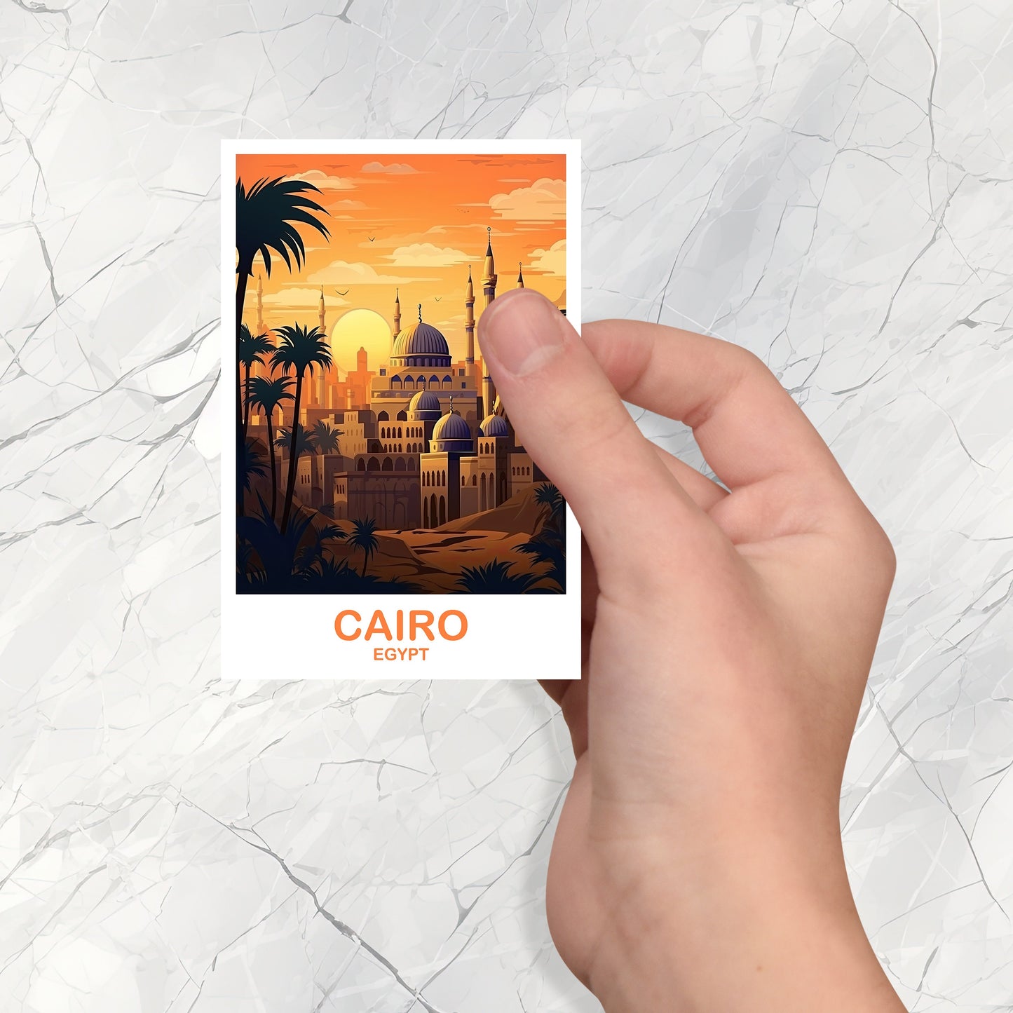 Cairo Travel Sticker Art, Egypt Skyline, Cairo Egypt Sticker Art, City Skyline Wall Art, Travel Art, Africa Travel Sticker | T2AF_EGCA2_S