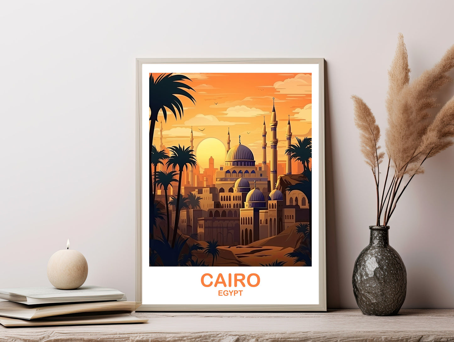 Cairo Travel Wall Art, Egypt Skyline, Digital Cairo Egypt Wall Art, City Skyline Art, Travel Art, Printable Africa Travel Art | DT2AF_EGCA2