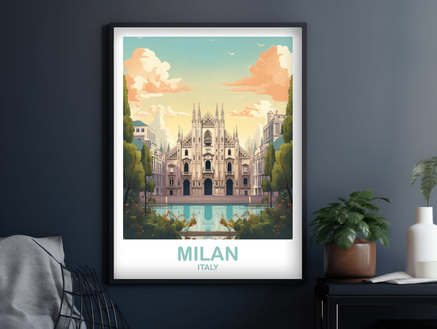 Milan Italy Travel Art Poster, Milan Travel Art, Italy Poster, Milan Travel Wall Art, Italy Travel Wall Art | T2EU_ITMI1