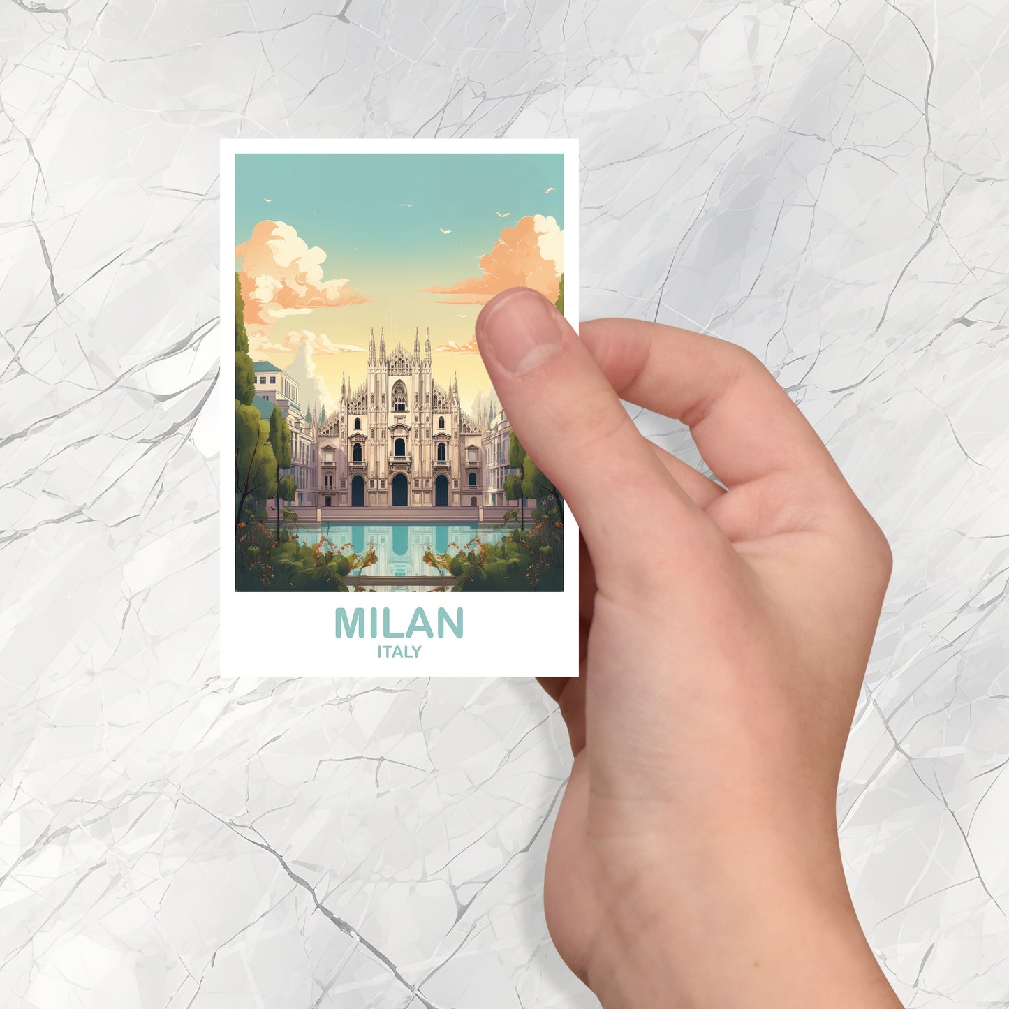 Milan Italy Travel Sticker, Milan Travel Art, Italy Poster, Milan Travel Sticker Art, Italy Travel Sticker Art | T2EU_ITMI1_S