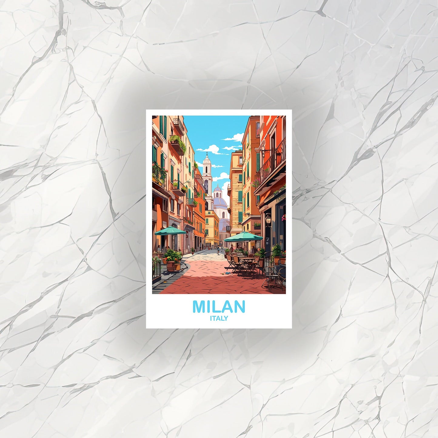 Milan Italy Travel Sticker, Milan Travel Art, Italy Poster, Milan Travel Sticker Art, Italy Travel Sticker Art | T2EU_ITMI2_S