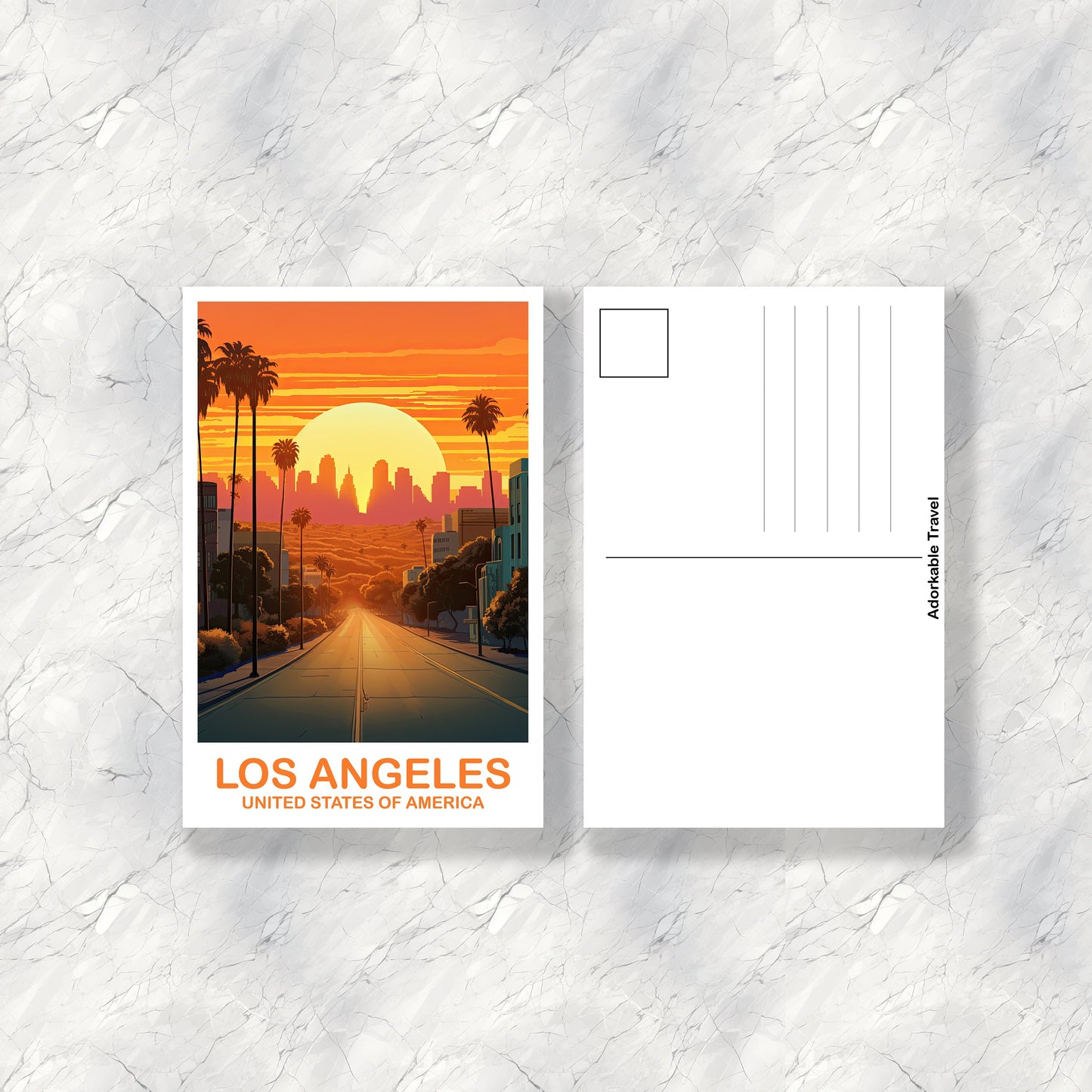 Los Angeles Travel Postcard, California Travel Postcard, Los Angeles Art Poster, City Skyline Postcard, Travel Postcard | T2NA_CALA1_P
