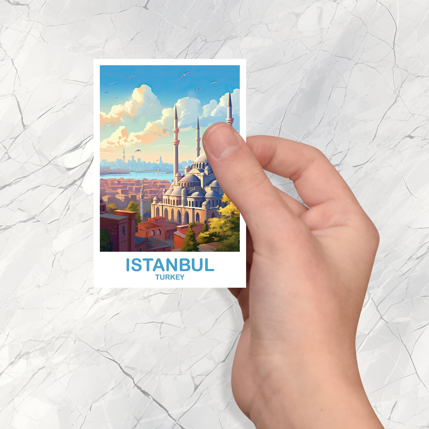 Istanbul Travel Sticker Art, Istanbul Turkey Sticker Art, Turkey Sticker Art, City Skyline Turkey Travel Sticker Art | T2EU_TUIS1_S