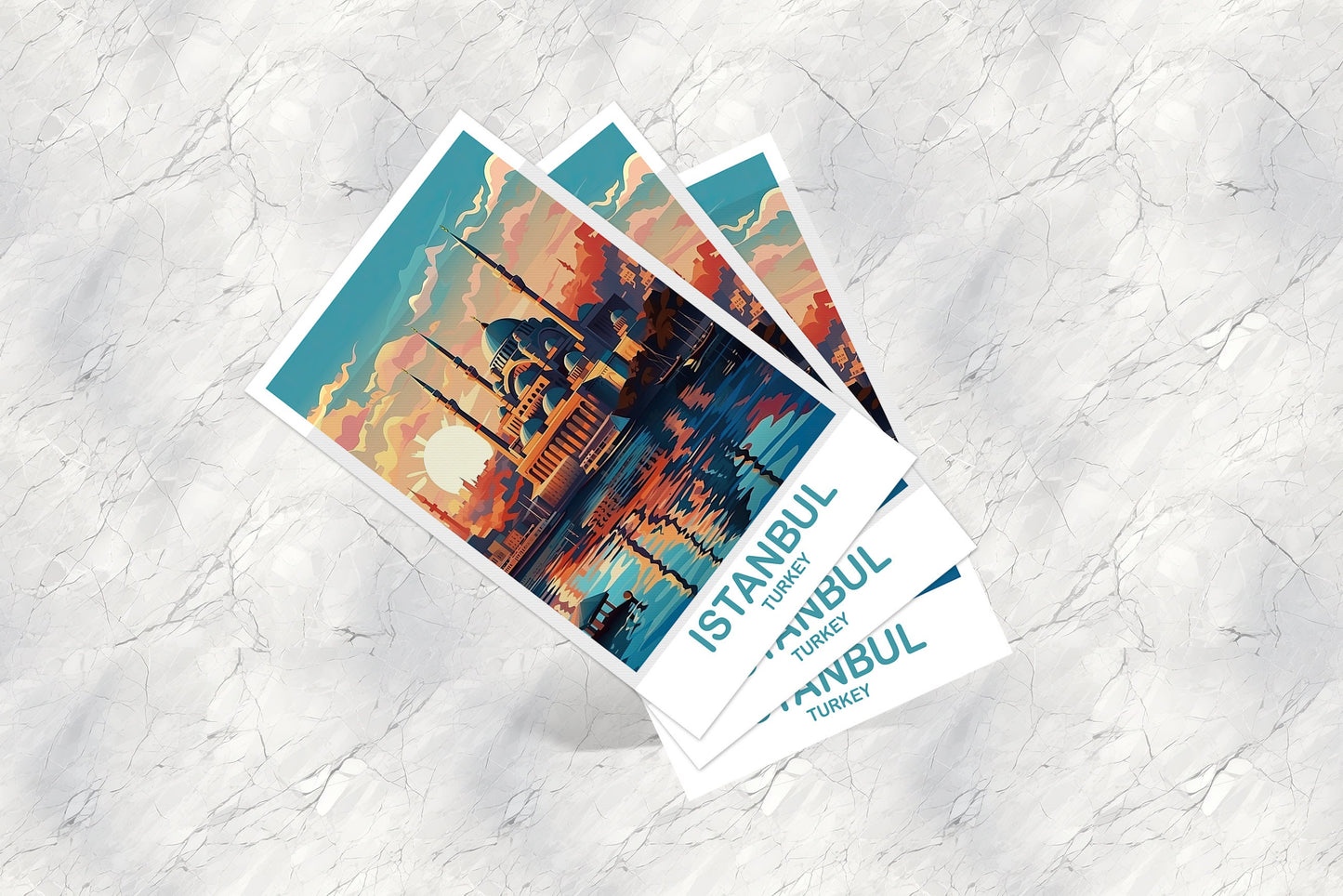 Istanbul Travel Postcard Art, Istanbul Turkey Postcard Art, Turkey Art Postcard, City Skyline Turkey Travel Postcard Art | T2EU_TUIS2_P