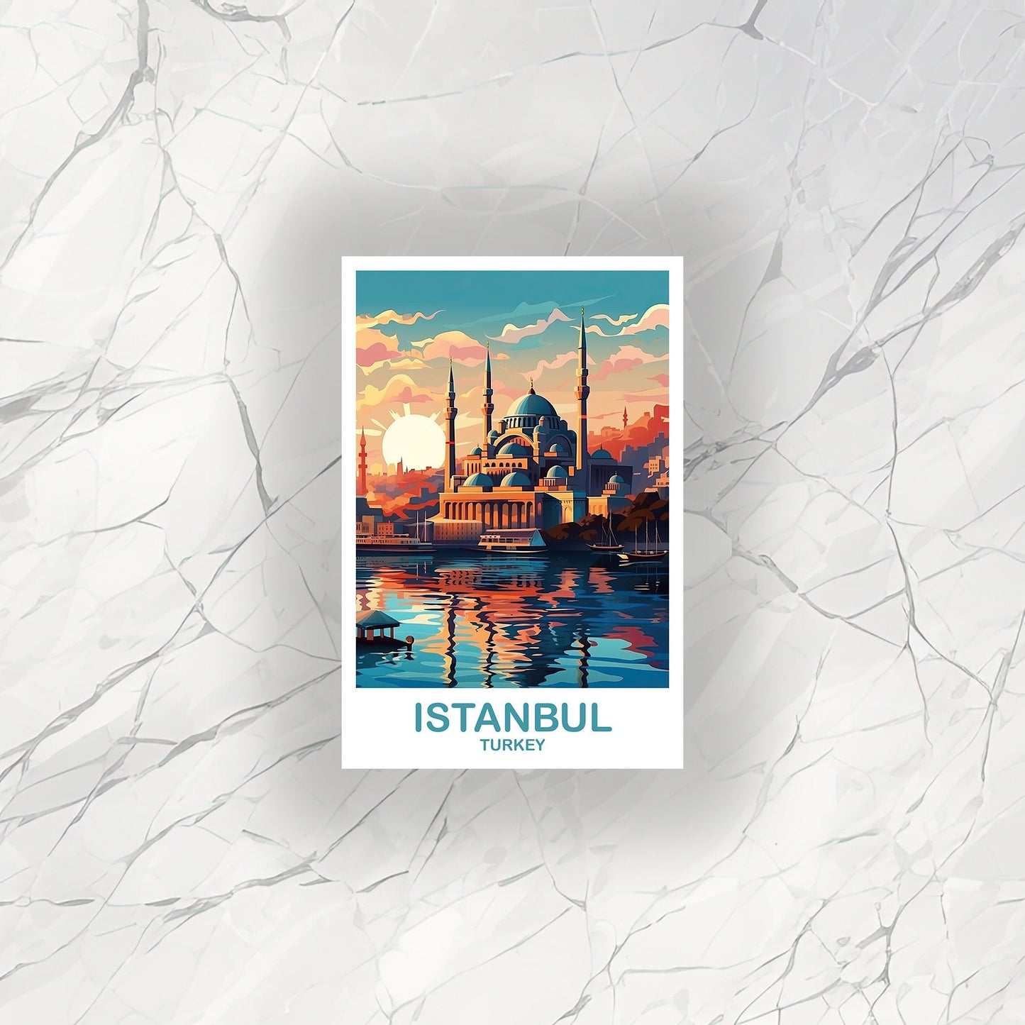 Istanbul Travel Sticker Art, Istanbul Turkey Sticker Art, Turkey Sticker Art, City Skyline Turkey Travel Sticker Art | T2EU_TUIS2_S