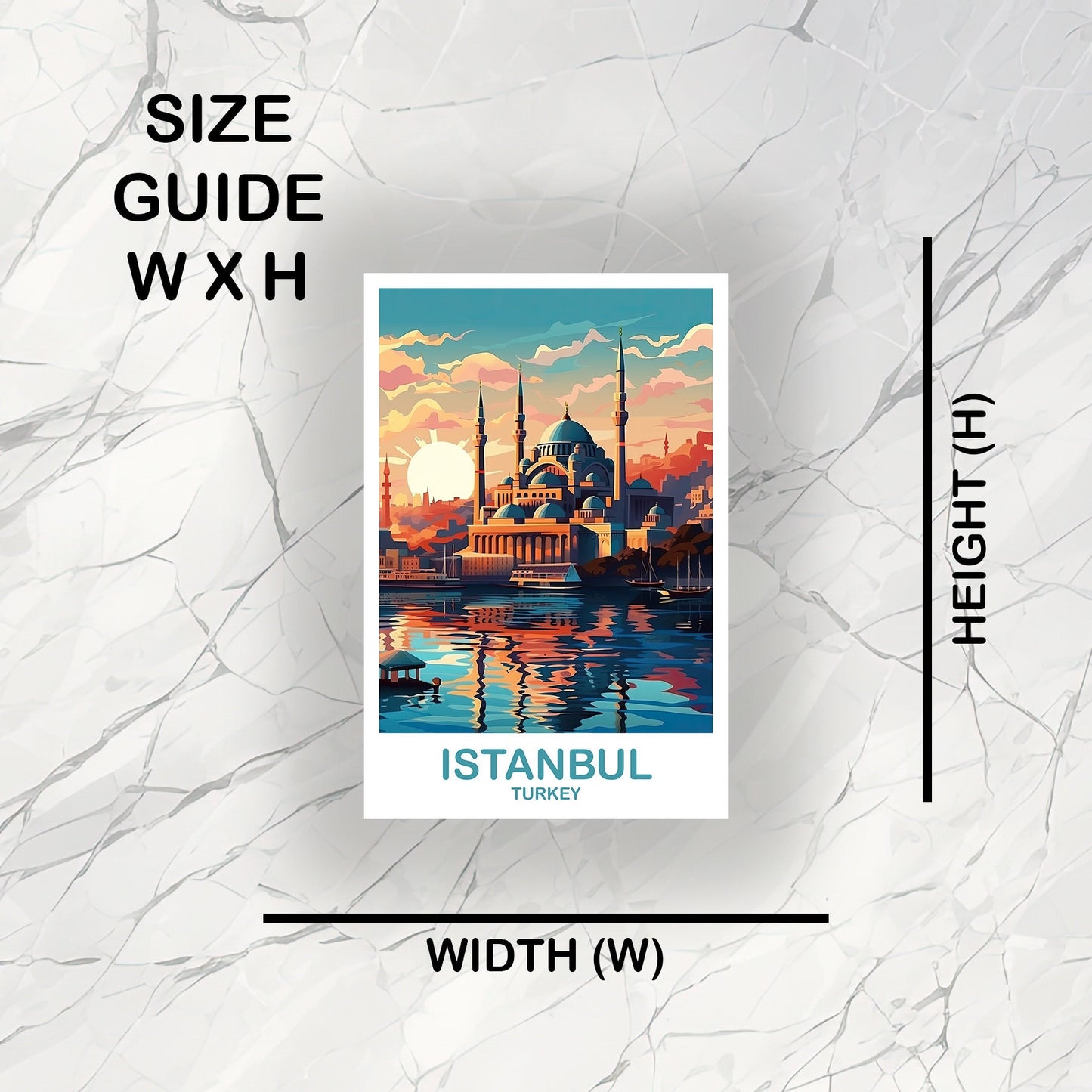 Istanbul Travel Sticker Art, Istanbul Turkey Sticker Art, Turkey Sticker Art, City Skyline Turkey Travel Sticker Art | T2EU_TUIS2_S