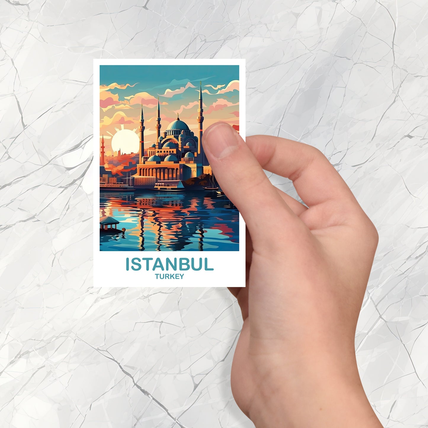 Istanbul Travel Sticker Art, Istanbul Turkey Sticker Art, Turkey Sticker Art, City Skyline Turkey Travel Sticker Art | T2EU_TUIS2_S