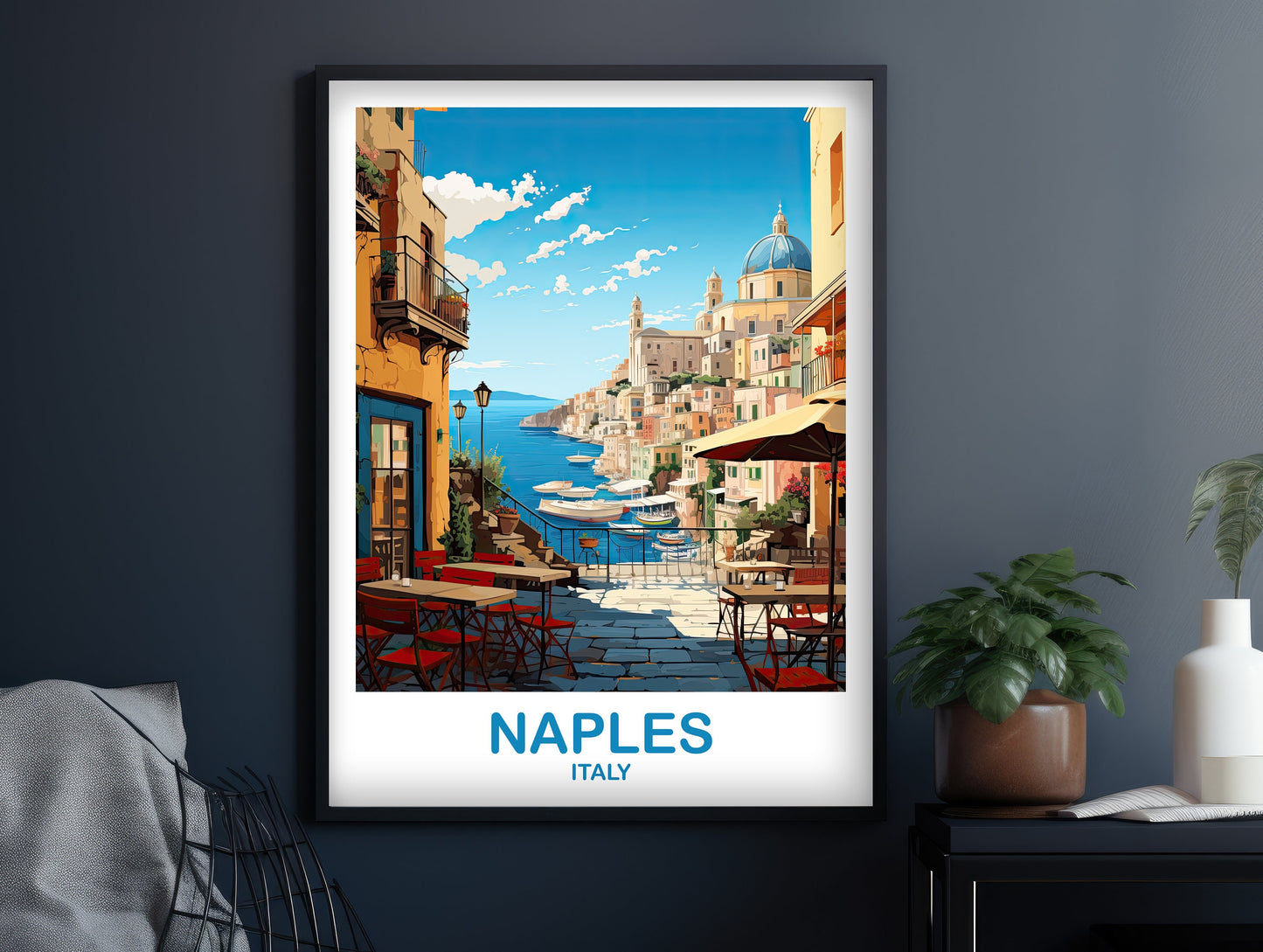 Naples Italy Travel Art Poster, Naples Travel Art, Italy Poster, Rome Travel Wall Art, Italy Travel Wall Art | T2EU_ITNA2
