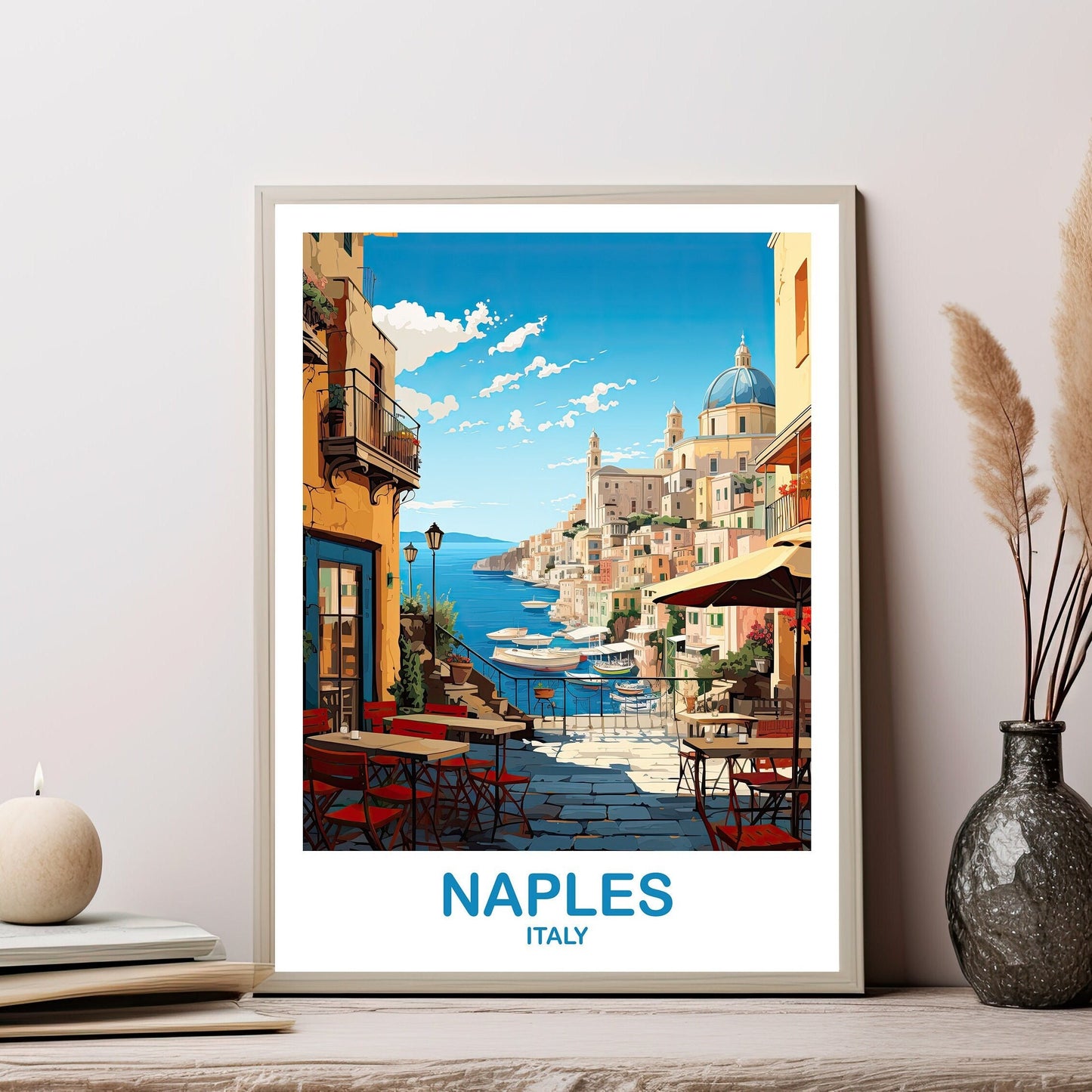 Naples Italy Travel Art Poster, Naples Travel Art, Italy Poster, Rome Travel Wall Art, Italy Travel Wall Art | T2EU_ITNA2