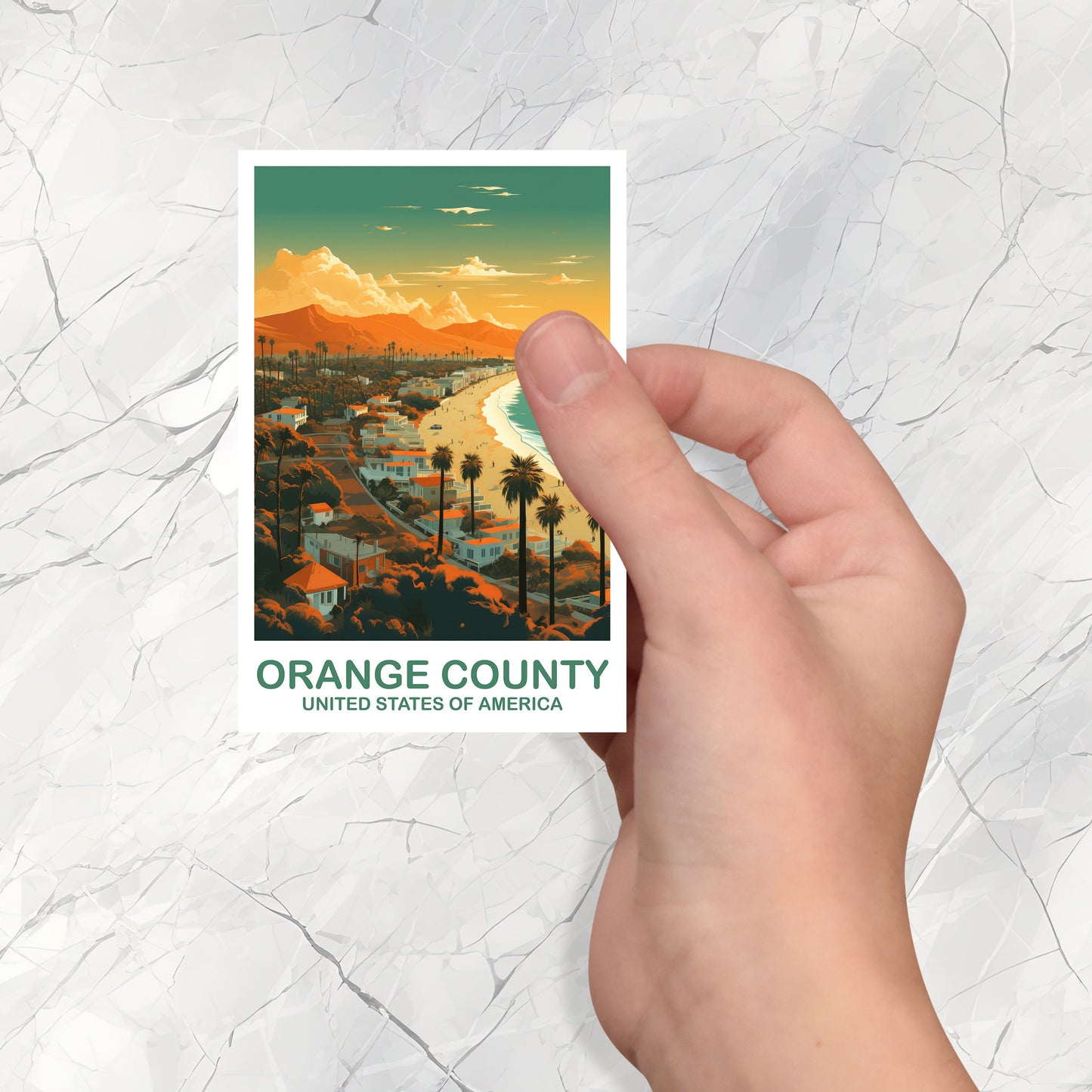 Orange County Travel Sticker, California Travel Sticker, Los Angeles, City Skyline Art, California Sticker, Travel Sticker | T2NA_CAOC1_S