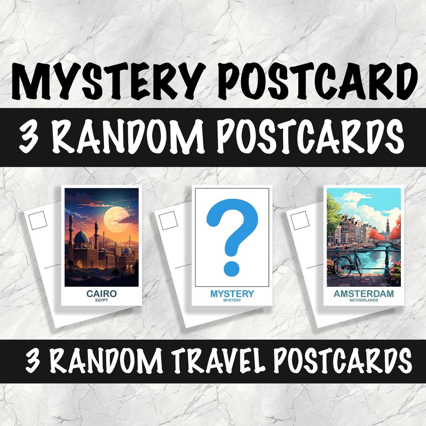 Mystery Travel Postcards, Travel Postcard Set, Set of Three City Postcards, Random Three Locations, City Postcards, Travel Bundle
