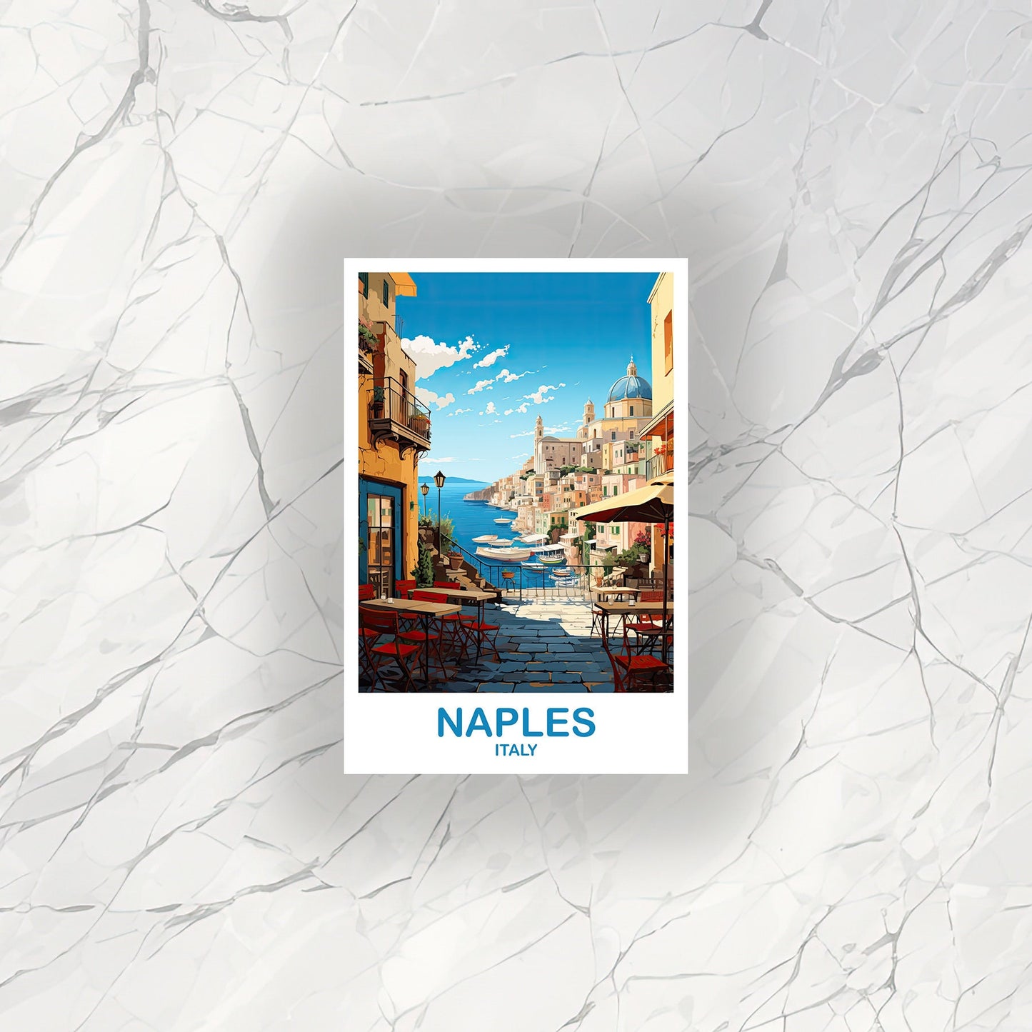Naples Italy Travel Sticker, Naples Travel Art, Italy Poster, Naples Travel Sticker Art, Italy Travel Sticker Art | T2EU_ITNA2_S