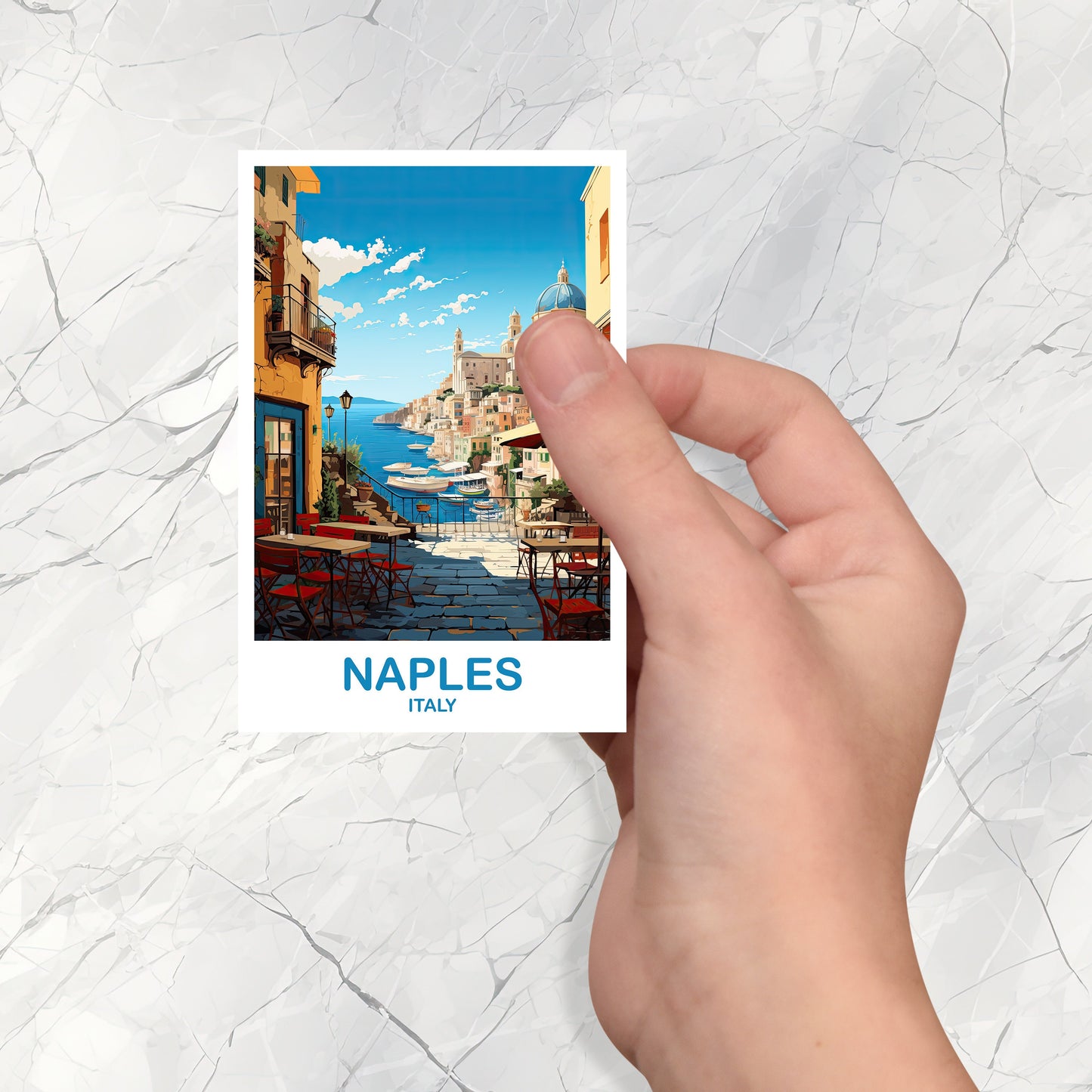 Naples Italy Travel Sticker, Naples Travel Art, Italy Poster, Naples Travel Sticker Art, Italy Travel Sticker Art | T2EU_ITNA2_S