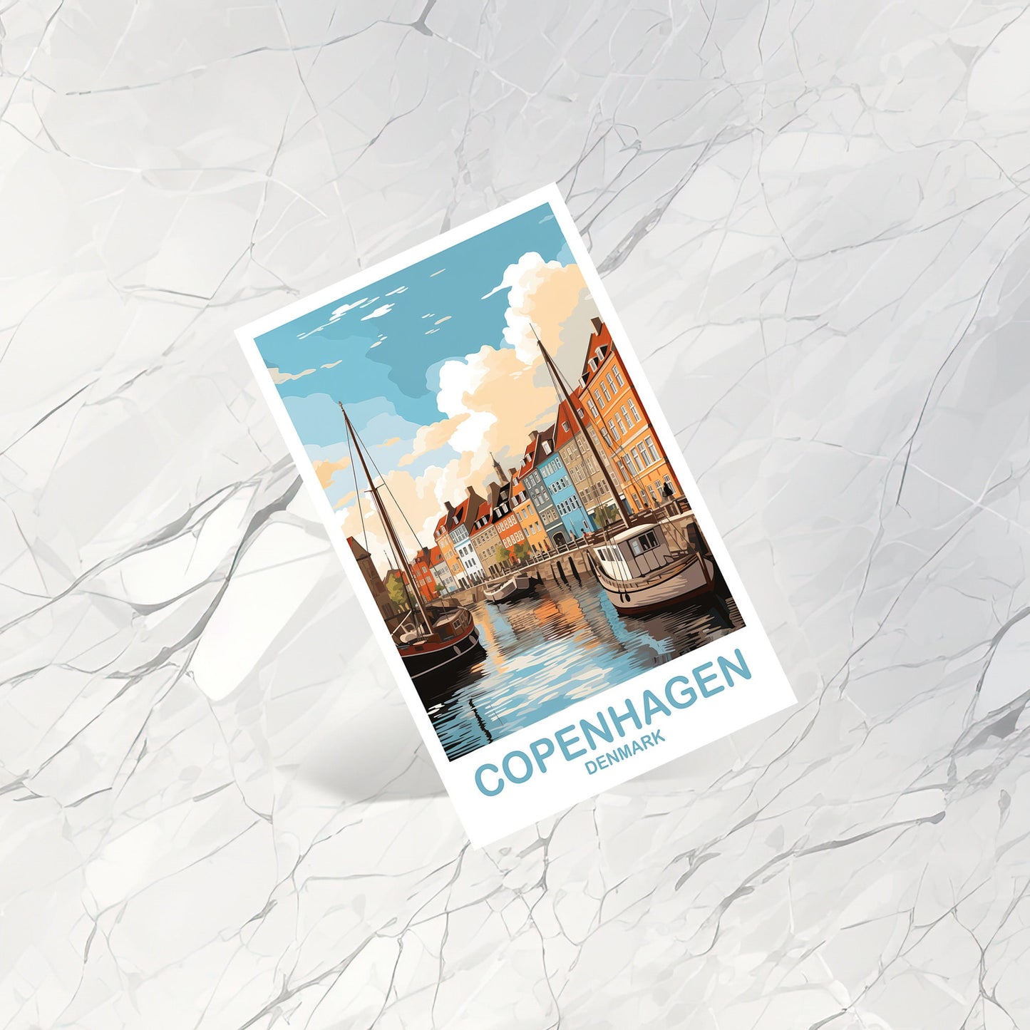 Copenhagen Travel Postcard, Copenhagen Travel Art, Denmark Postcard, Copenhagen Denamrk Travel Postcard Art, Travel Postcard | T2EU_DECO1_P