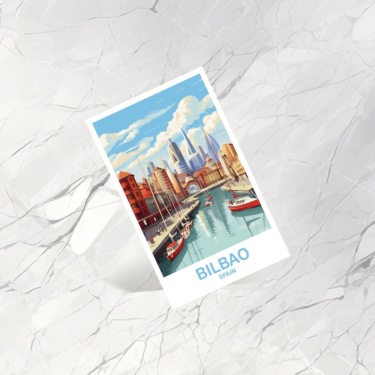 Bilbao Spain Travel Postcard Art, Spain Travel Postcard, Bilbao Wall Art Postcard, Spain Travel Art Postcard | T2EU_SPBI1_P