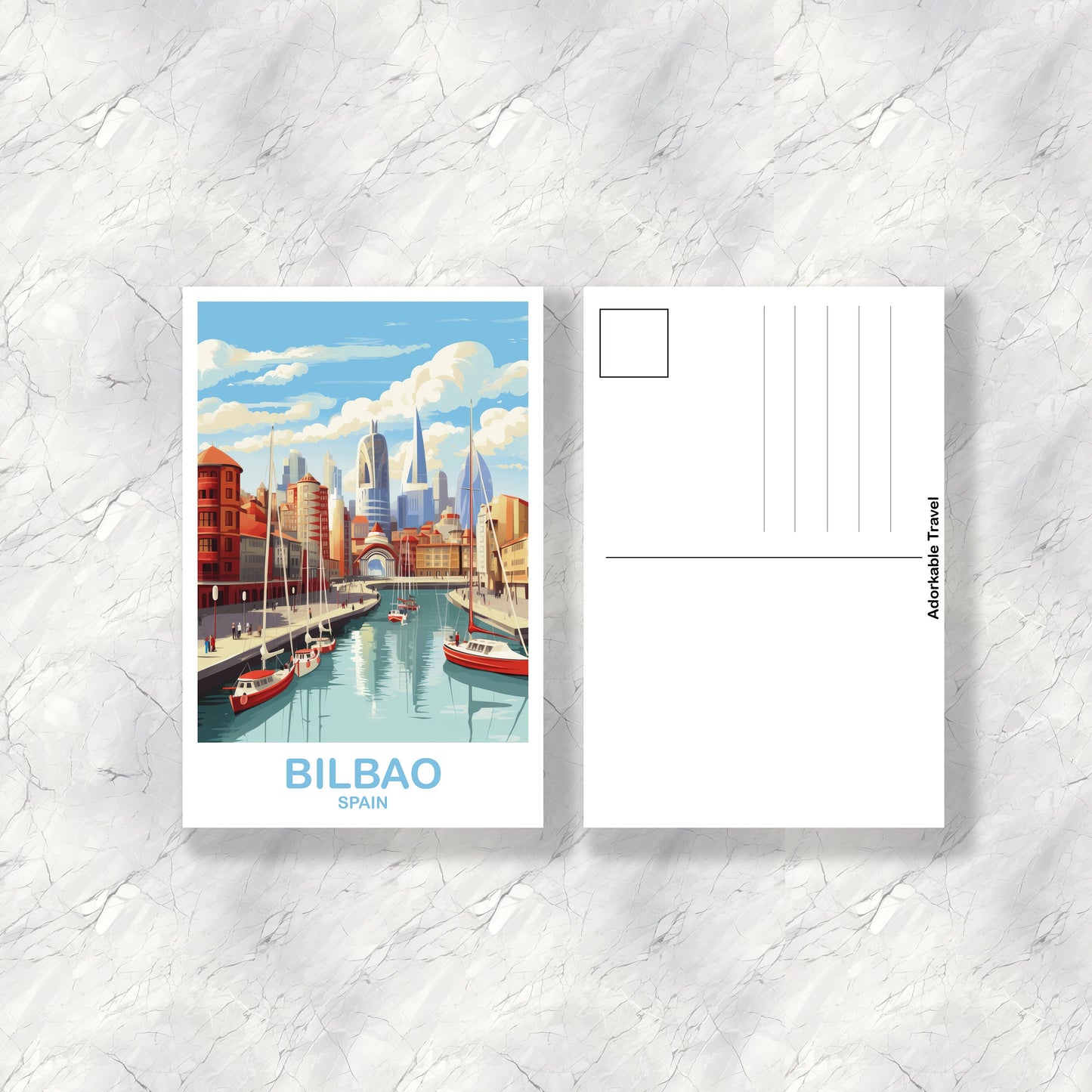Bilbao Spain Travel Postcard Art, Spain Travel Postcard, Bilbao Wall Art Postcard, Spain Travel Art Postcard | T2EU_SPBI1_P