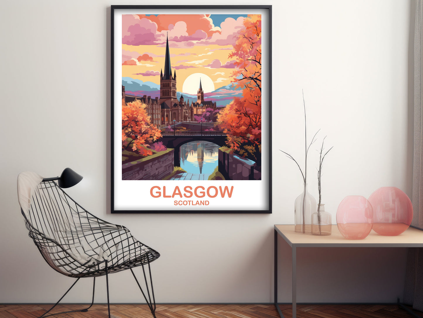 Glasgow Travel Poster Art, Glasgow Travel Art, Scotland Wall Art, Glasgow Scotland Travel Poster Art, Travel Wall Art | T2EU_SCGL1