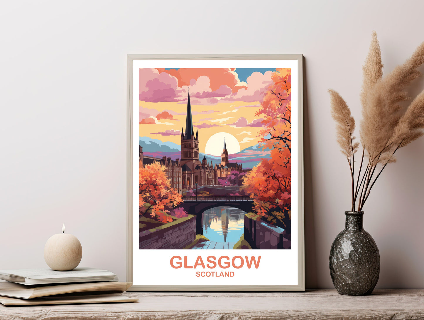 Glasgow Travel Poster Art, Digital Glasgow Travel Art, Scotland Wall Art, Printable Glasgow Scotland Travel, Travel Wall Art | DT2EU_SCGL1
