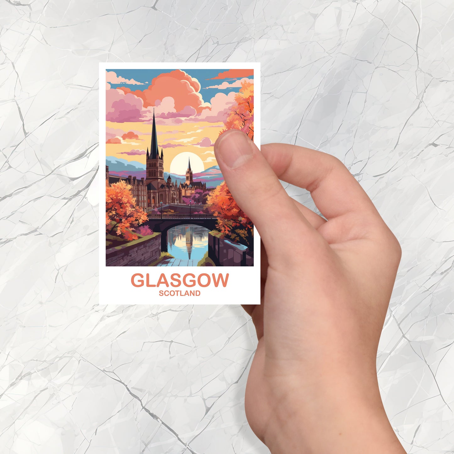 Glasgow Travel Sticker Art, Glasgow Travel StickerArt, Scotland Art, Glasgow Scotland Travel Sticker Art, Travel Art | T2EU_SCGL1_S