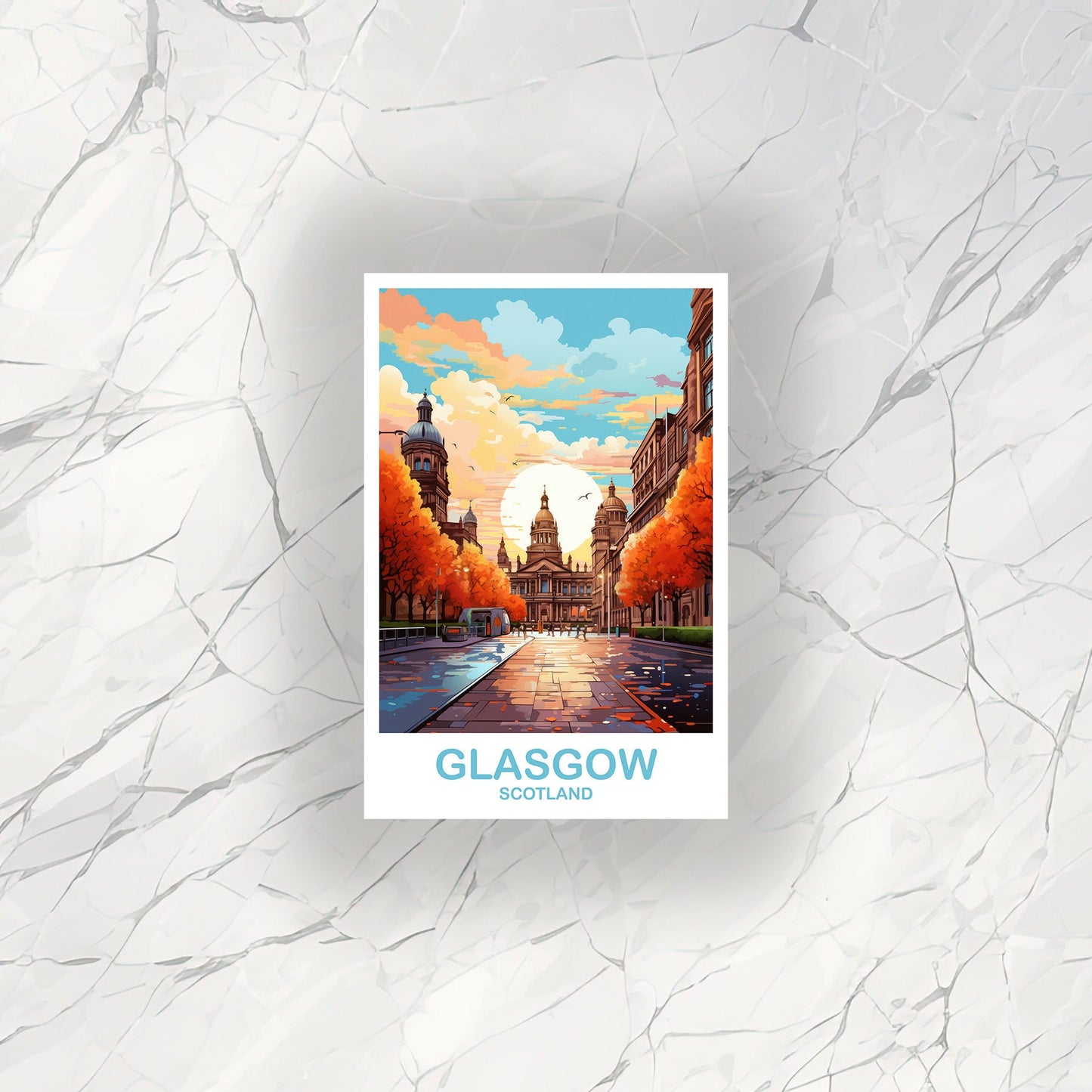 Glasgow Travel Sticker Art, Glasgow Travel StickerArt, Scotland Art, Glasgow Scotland Travel Sticker Art, Travel Art | T2EU_SCGL2_S