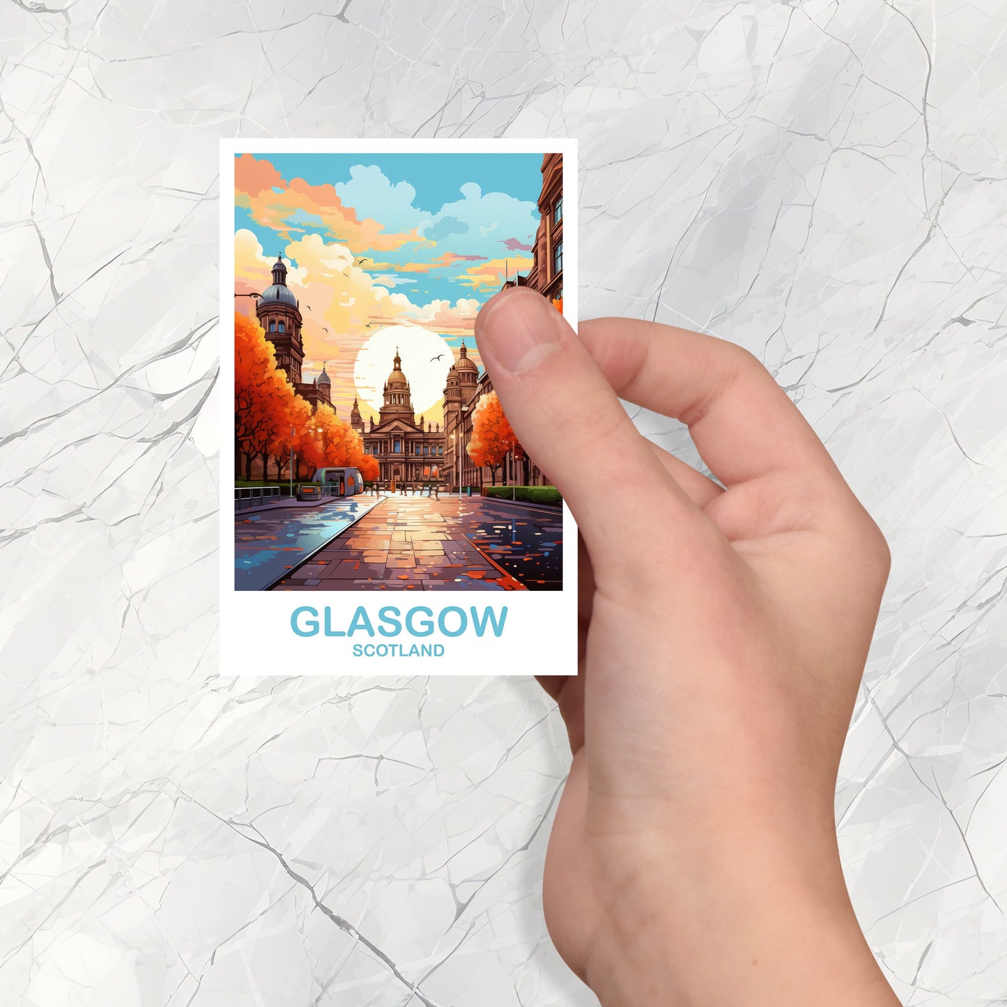 Glasgow Travel Sticker Art, Glasgow Travel StickerArt, Scotland Art, Glasgow Scotland Travel Sticker Art, Travel Art | T2EU_SCGL2_S