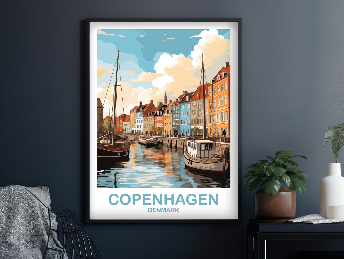 Copenhagen Denmark Travel Poster Art, Copenhagen Travel Art, Denmark Poster, Copenhagen Denmark Travel Art, Travel Wall Art | T2EU_DECO1