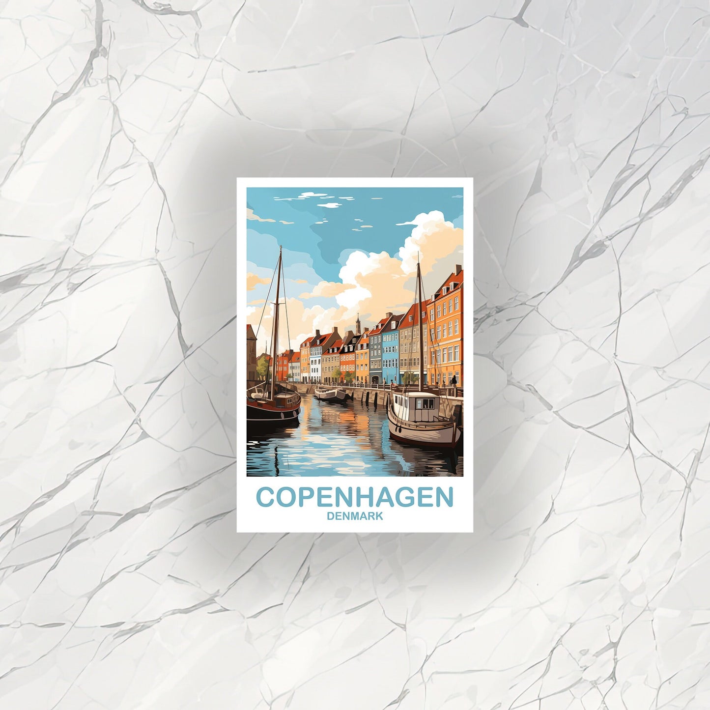 Copenhagen Travel Sticker Art, Copenhagen Travel Sticker, Denmark Sticker, Copenhagen Denmark Travel Art, TravelSticker Art | T2EU_DECO1_S