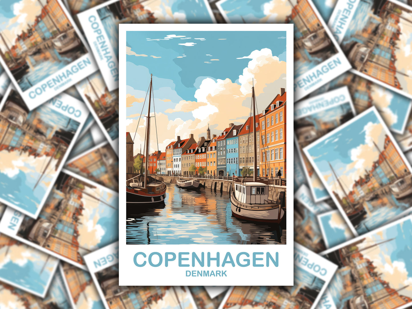 Copenhagen Travel Sticker Art, Copenhagen Travel Sticker, Denmark Sticker, Copenhagen Denmark Travel Art, TravelSticker Art | T2EU_DECO1_S