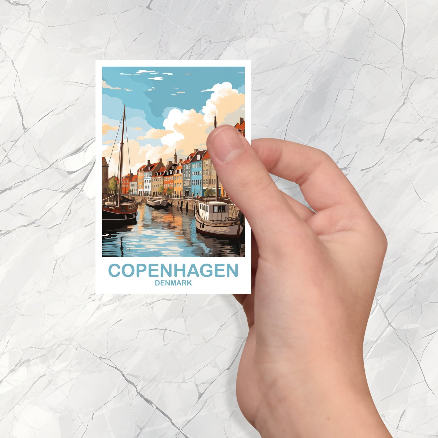 Copenhagen Travel Sticker Art, Copenhagen Travel Sticker, Denmark Sticker, Copenhagen Denmark Travel Art, TravelSticker Art | T2EU_DECO1_S