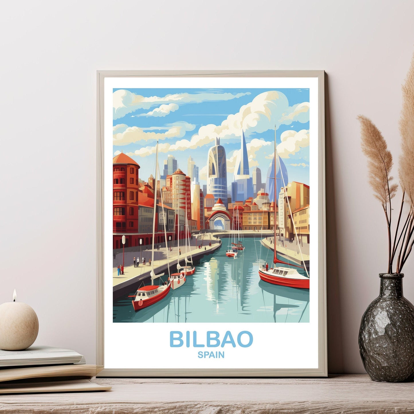 Bilbao Spain Travel Poster Art, Spain Travel Poster, Bilbao Wall Poster, Spain Travel Art, Travel Wall Art, Travel Poster | T2EU_SPBI1
