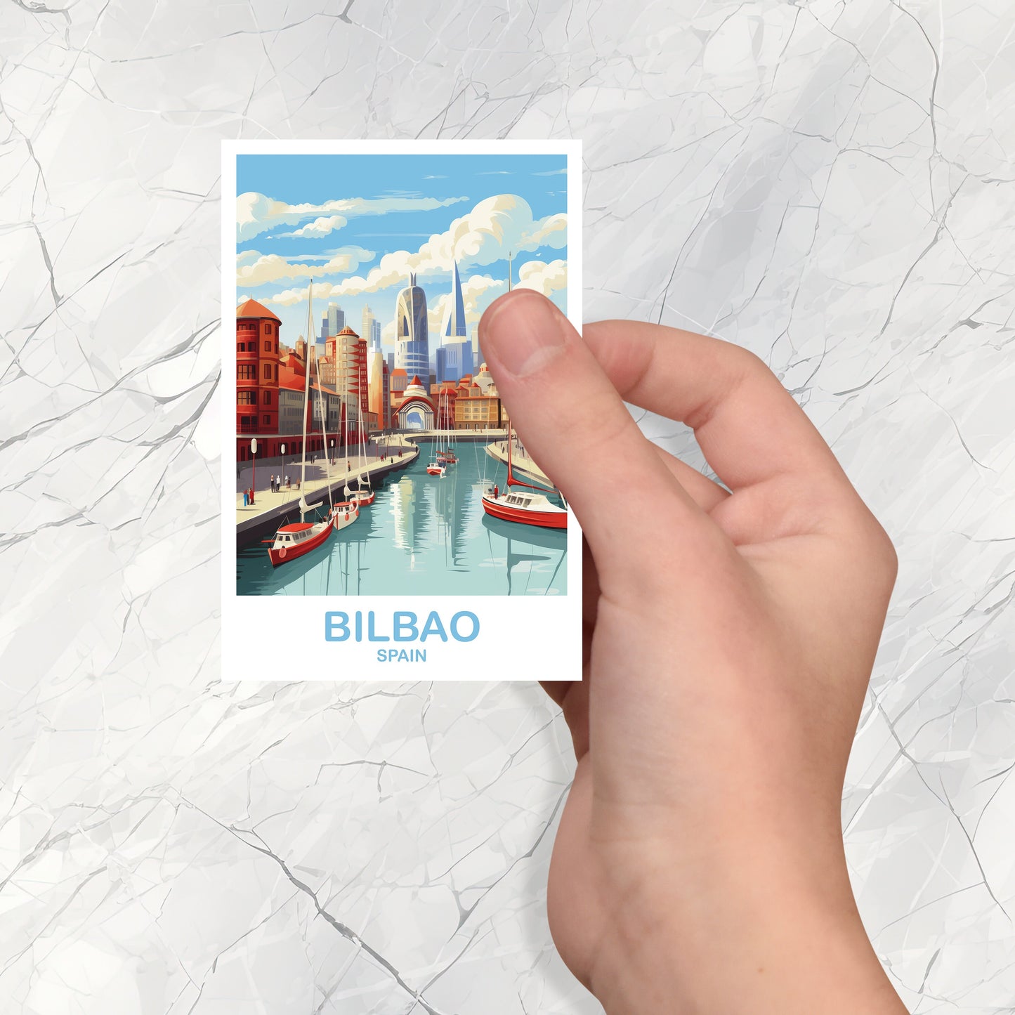 Bilbao Spain Travel Sticker Art, Spain Travel Sticker, Bilbao Sticker, Spain Travel Sticker, Travel Art, Travel Sticker | T2EU_SPBI1_S