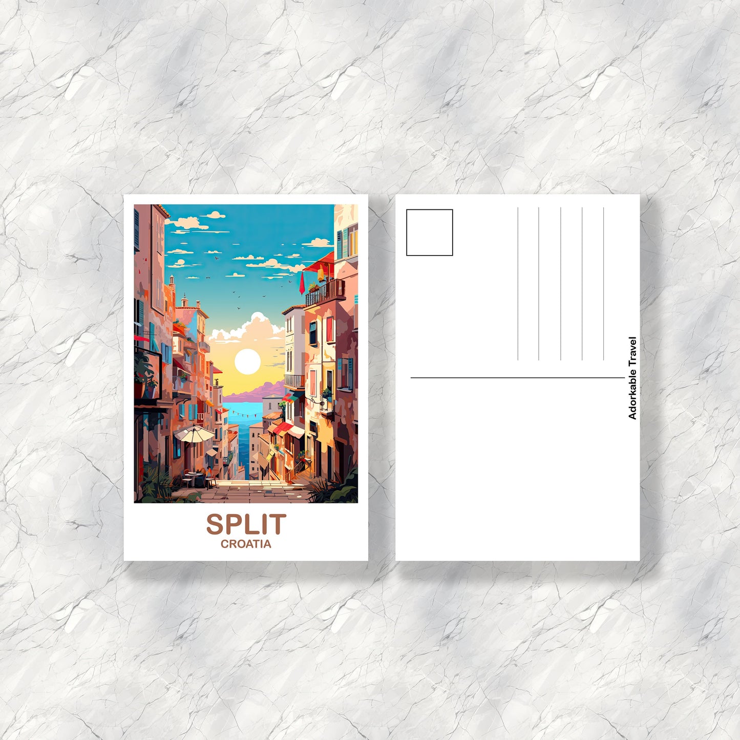 Split Croatia Travel Postcard, Split Travel Art, Croatia Postcard, Split Travel Wall Art, Croatia Travel Art, Travel Postcard | T2EU_CRSP2_P
