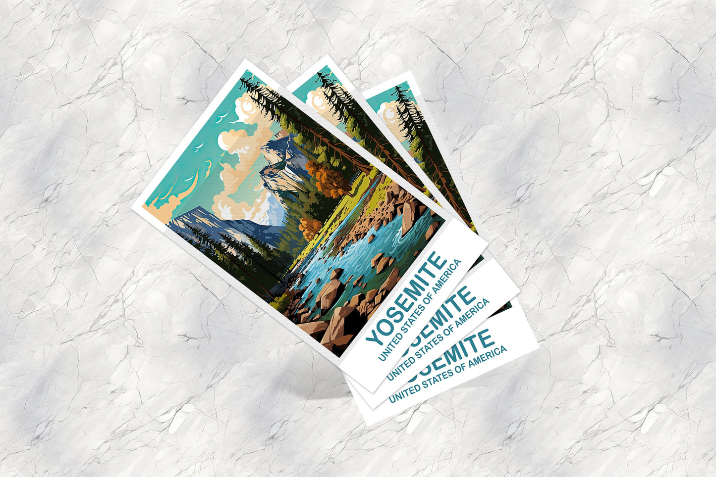 Yosemite Park Travel Postcard, California Travel Art, National Park Postcard, Yosemite National Park, Travel Postcard | T2NA_CAYNP1_P