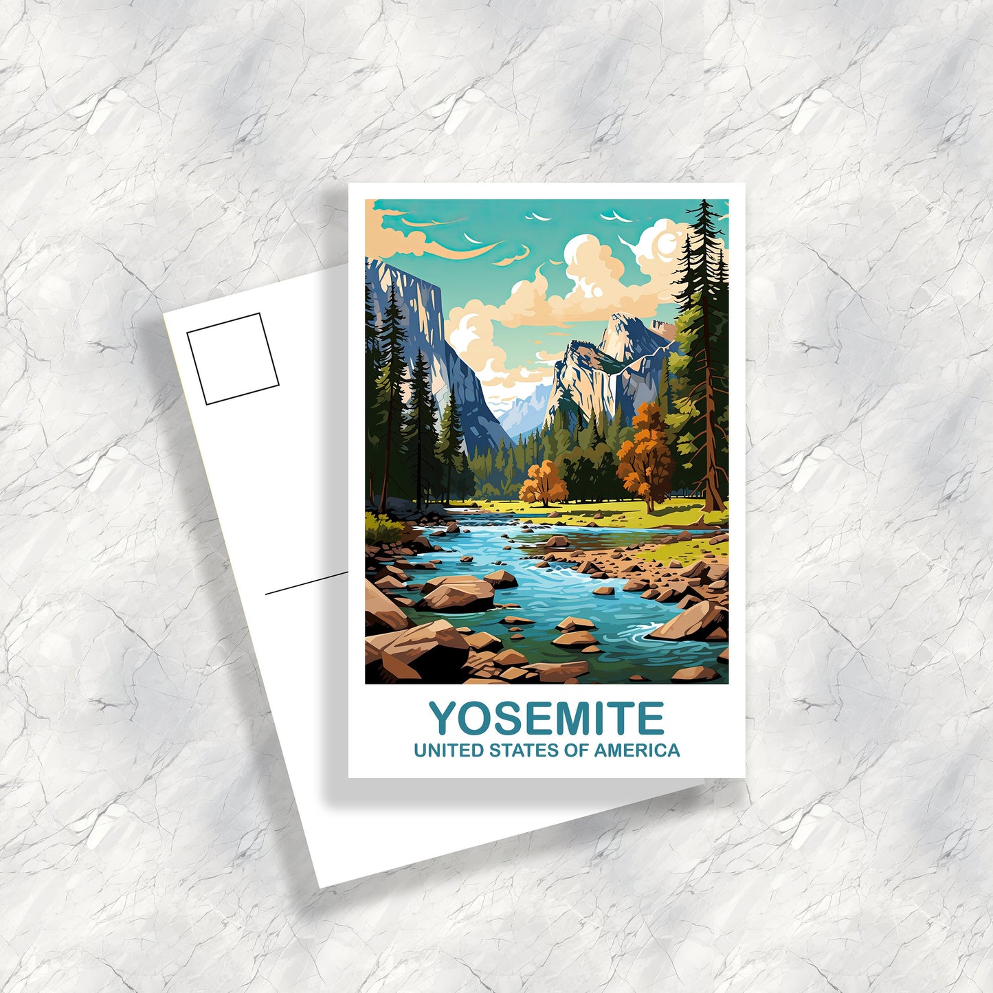 Yosemite Park Travel Postcard, California Travel Art, National Park Postcard, Yosemite National Park, Travel Postcard | T2NA_CAYNP1_P