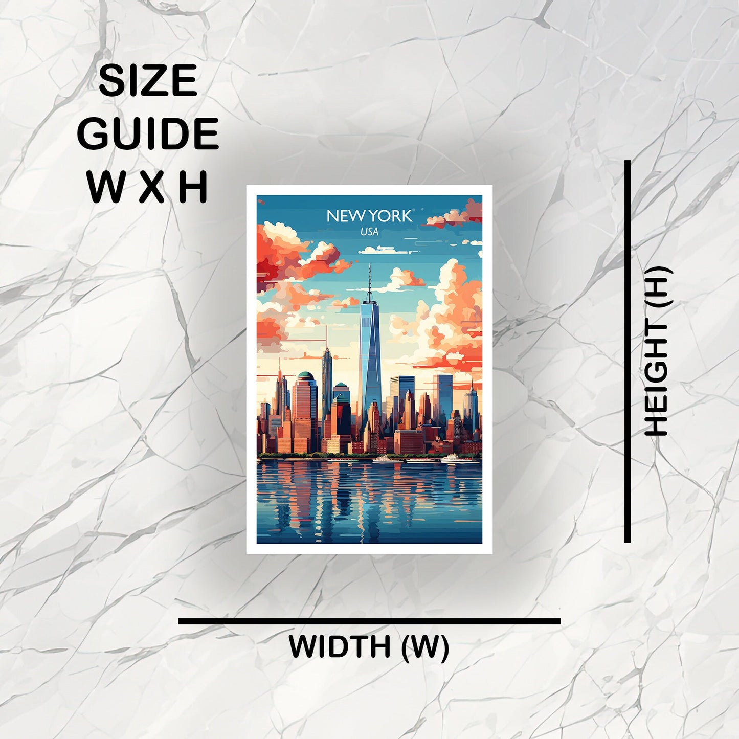 New York Travel Sticker, Manhattan Skyline, New York Art, Big Apple Sticker, City Skyline Sunset Art, Luggage Sticker | T1NA_NYNY1_S